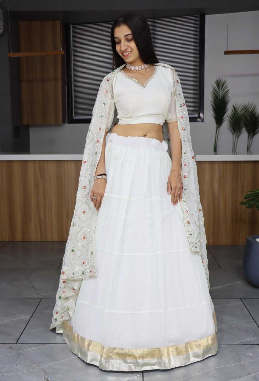 Ynf Faux Georgette RIN119 GRTN9008 Lehengas Wedding Collections Wholesale Embroidered Lehenga White Lehenga Manufacturer