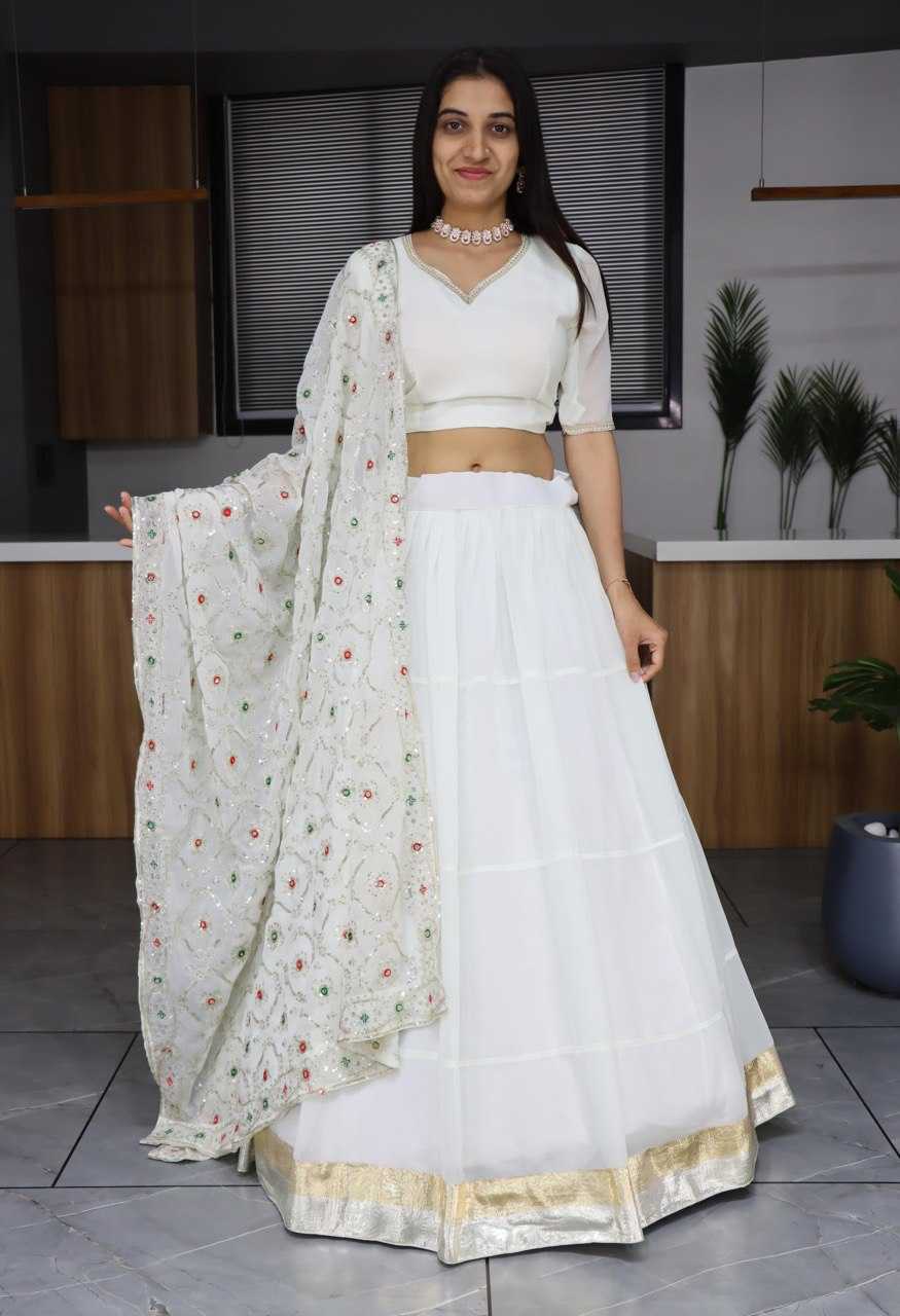 Ynf Faux Georgette RIN119 GRTN9008 Lehengas Wedding Collections Wholesale Embroidered Lehenga White Lehenga Manufacturer