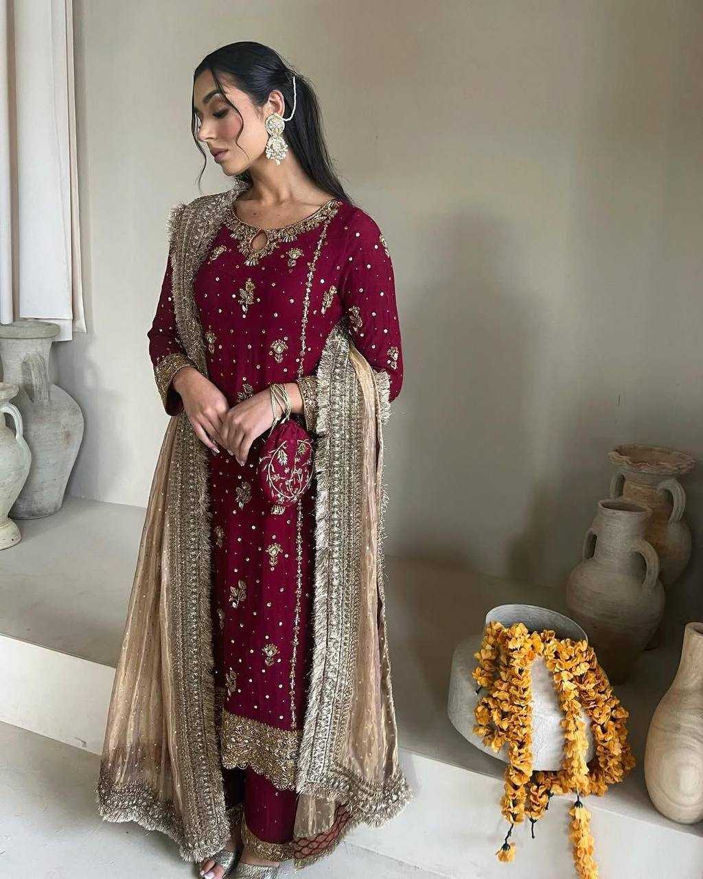Ynf Faux Georgette RIN141 1923 Suits & Dresses Wholesale Sharara Salwar Suits Georgette Suit Embroidered Suits Manufacturer