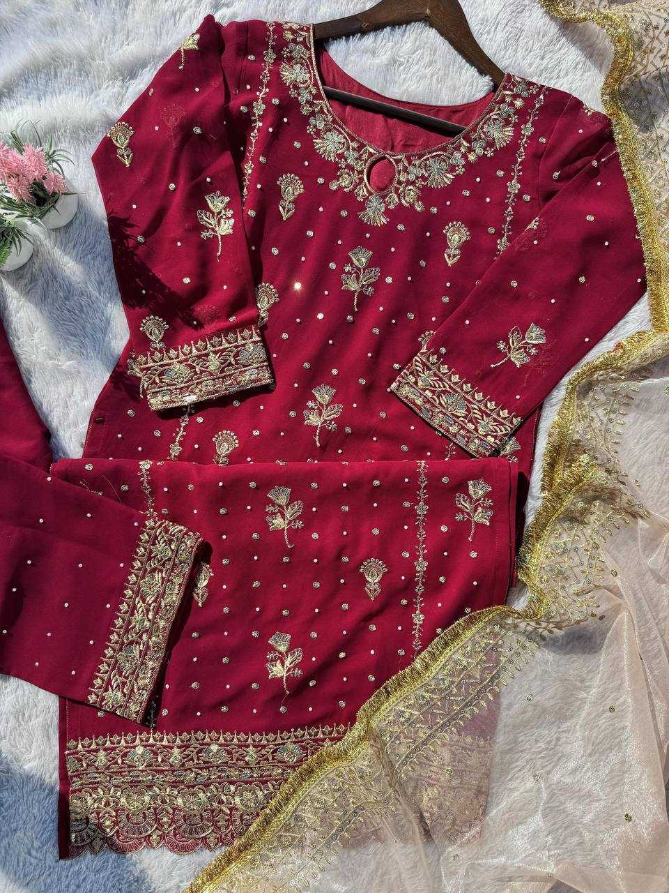 Ynf Faux Georgette RIN141 1923 Suits & Dresses Wholesale Sharara Salwar Suits Georgette Suit Embroidered Suits Manufacturer