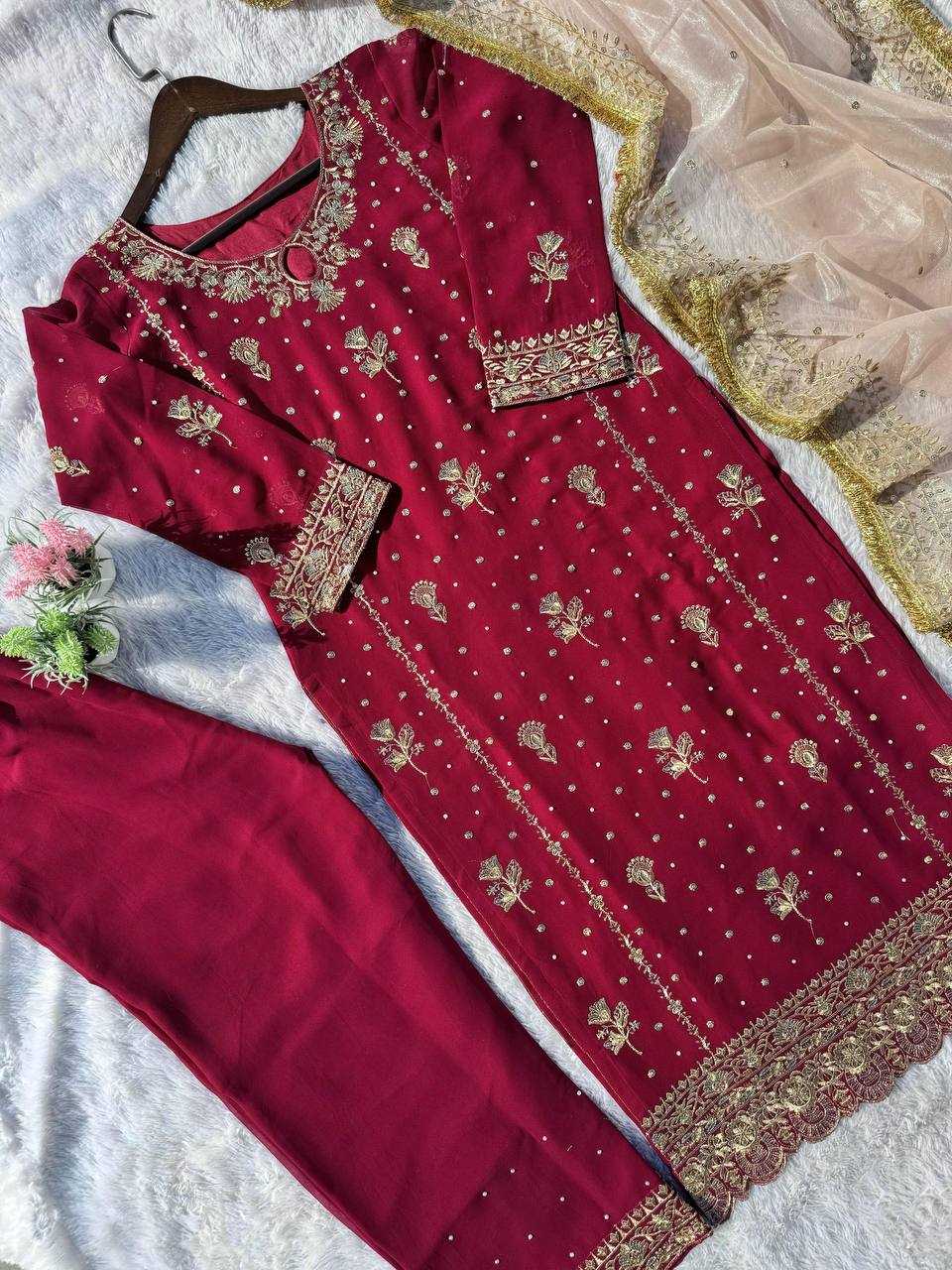 Ynf Faux Georgette RIN141 1923 Suits & Dresses Wholesale Sharara Salwar Suits Georgette Suit Embroidered Suits Manufacturer