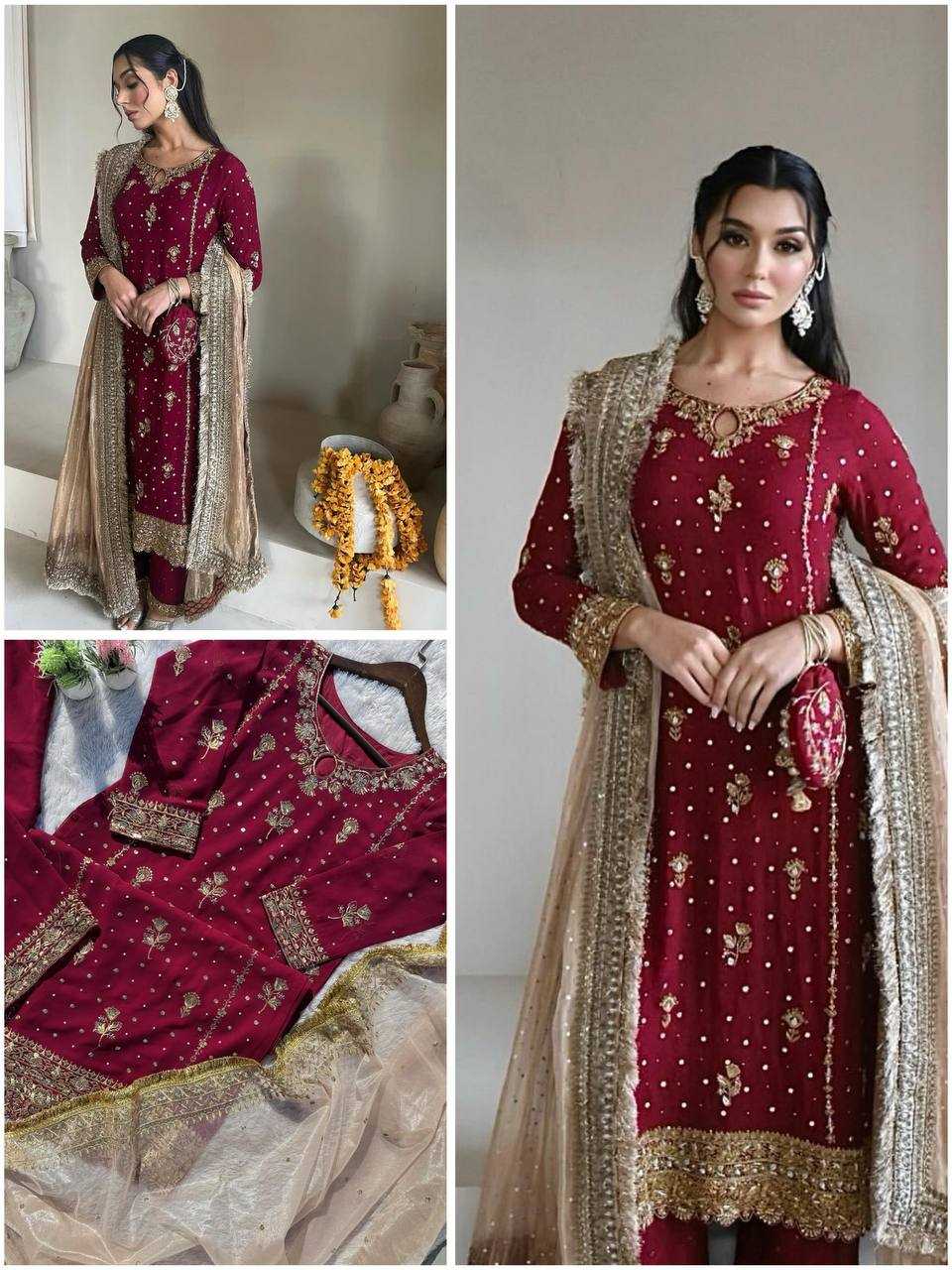 Ynf Faux Georgette RIN141 1923 Suits & Dresses Wholesale Sharara Salwar Suits Georgette Suit Embroidered Suits Manufacturer