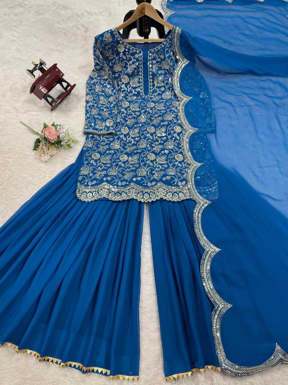 Ynf Faux Georgette RIN162 -5834 Suits & Dresses Wedding Collections Festive Collections Wholesale Sharara Salwar Suits Party Wear Dresses Eid Collections Manufacturer