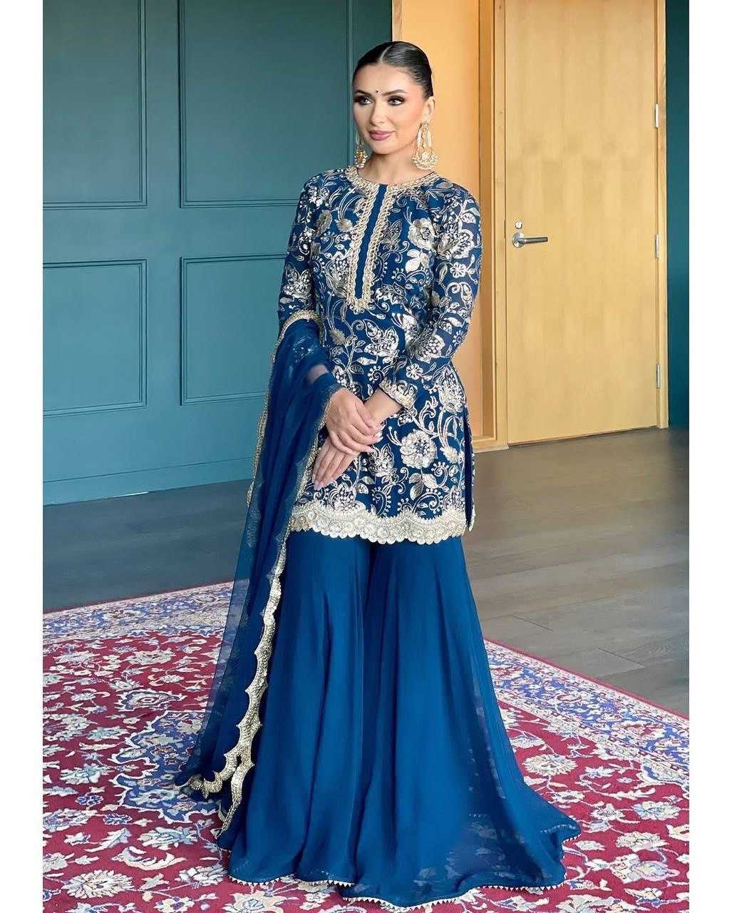 Ynf Faux Georgette RIN162 -5834 Suits & Dresses Wedding Collections Festive Collections Wholesale Sharara Salwar Suits Party Wear Dresses Eid Collections Manufacturer