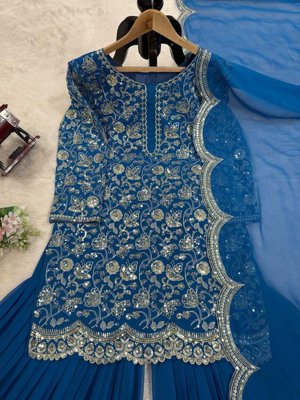 Ynf Faux Georgette RIN162 -5834 Suits & Dresses Wedding Collections Festive Collections Wholesale Sharara Salwar Suits Party Wear Dresses Eid Collections Manufacturer