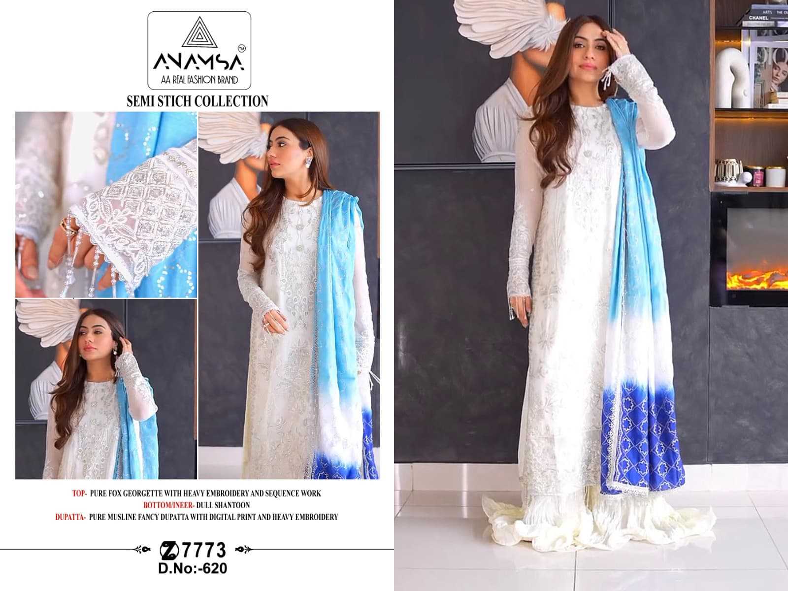 Ynf Faux Georgette RIN186 Anamsa-620 Suits & Dresses Islamic Clothing Festive Collections Wholesale Georgette Suit Party wear suits Embroidered Suits Manufacturer