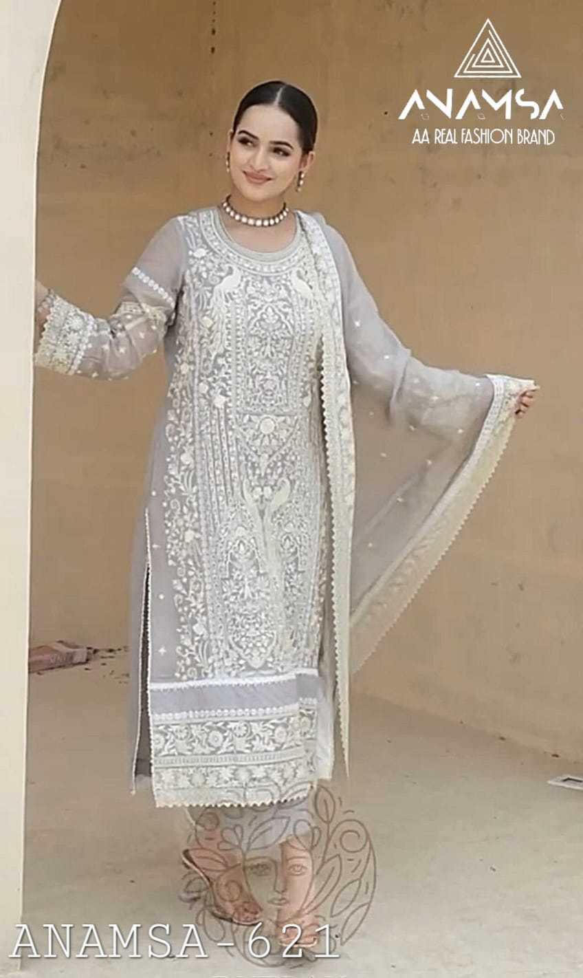 Ynf Faux Georgette RIN186 Anamsa-621 Suits & Dresses Islamic Clothing Festive Collections Wholesale Georgette Suit Party wear suits Embroidered Suits Manufacturer