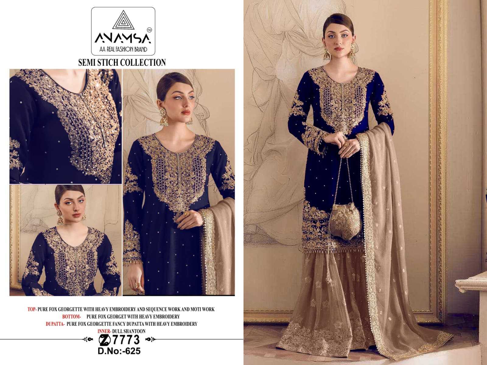 Ynf Faux Georgette RIN186 Anamsa-625 Suits & Dresses Islamic Clothing Festive Collections Wholesale Georgette Suit Embroidered Suits Eid Collections Manufacturer