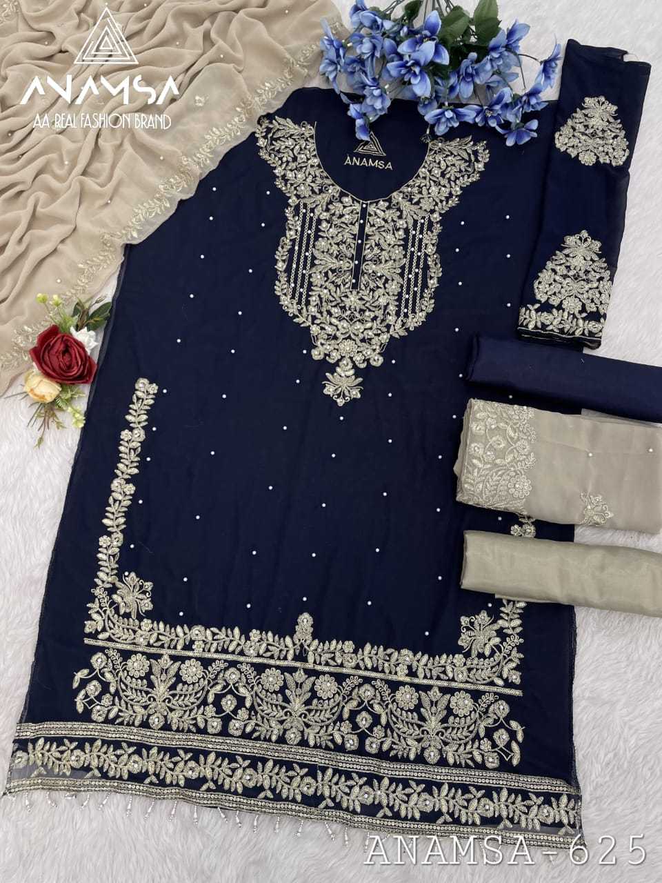 Ynf Faux Georgette RIN186 Anamsa-625 Suits & Dresses Islamic Clothing Festive Collections Wholesale Georgette Suit Embroidered Suits Eid Collections Manufacturer