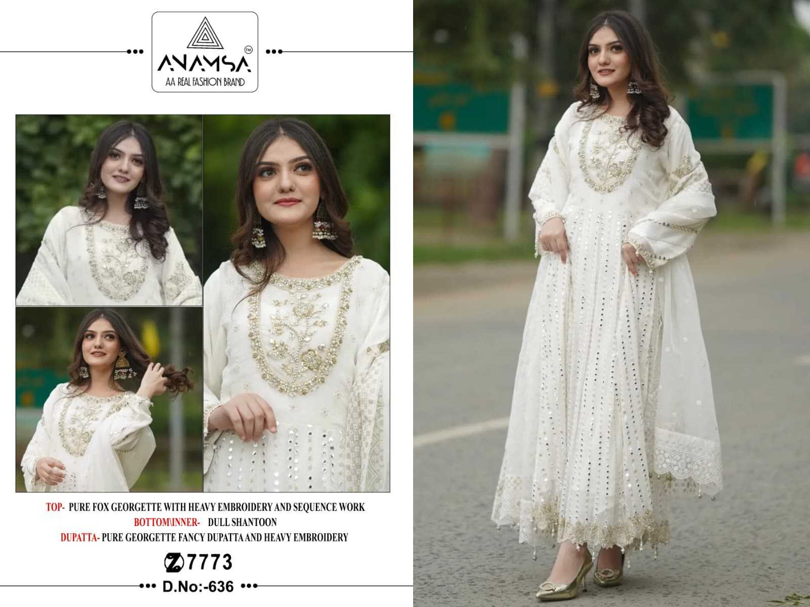 Ynf Faux Georgette RIN186 Anamsa-636 Suits & Dresses Islamic Clothing Festive Collections Wholesale Georgette Suit Party wear suits Embroidered Suits Manufacturer