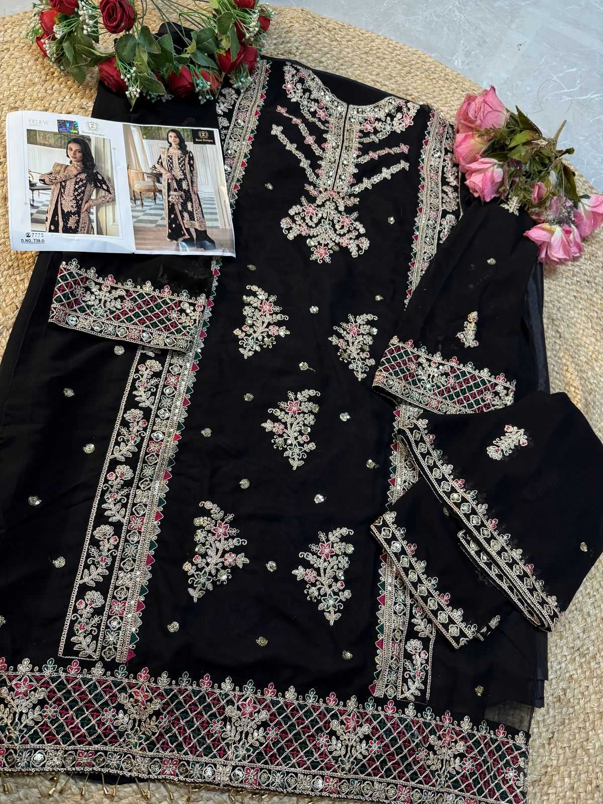 Ynf Georgette KESH444 Ziaaz Designs 738 Suits & Dresses Islamic Clothing Festive Collections Wholesale Pakistani Suits Afghani Suits Kashmiri Suits Manufacturer