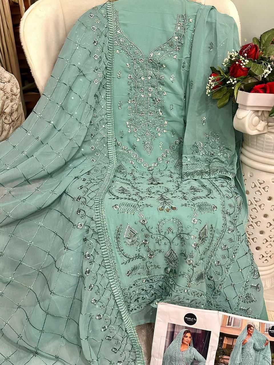 Ynf Georgette RIN186 Mehbbob tex-1315 Suits & Dresses Islamic Clothing Festive Collections Wholesale Georgette Suit Embroidered Suits Eid Collections Manufacturer