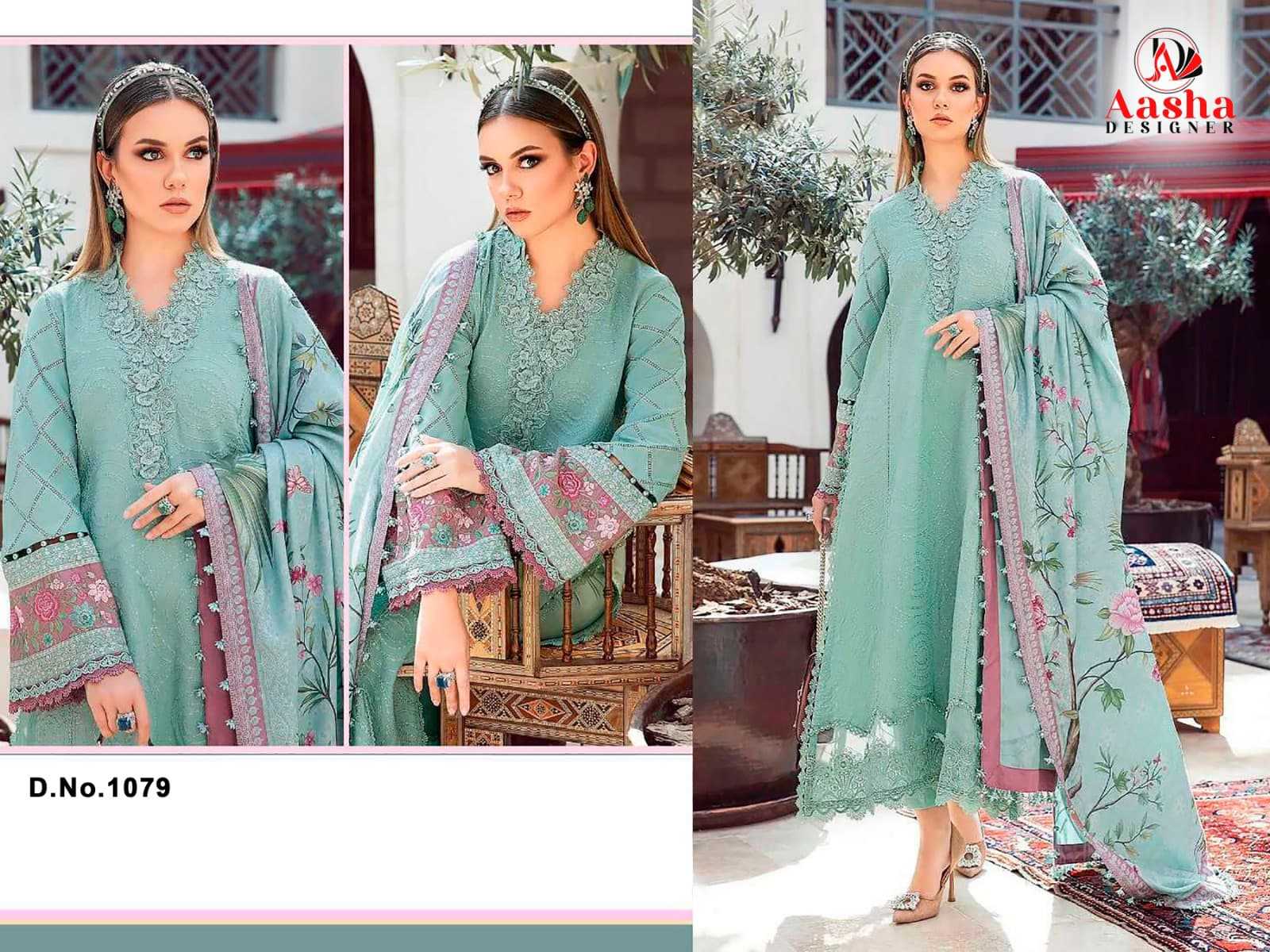 Ynf Heavy Rayon RIN186 AASHA DESIGNER-1079 Suits & Dresses Islamic Clothing Festive Collections Wholesale Embroidery Suits Party wear suits Eid Collections Manufacturer