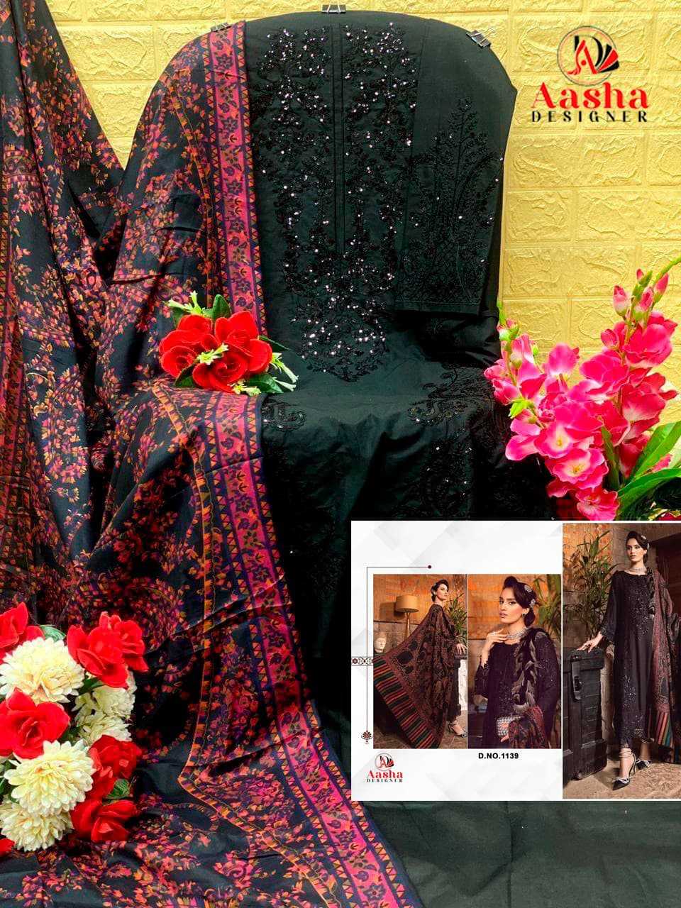 Ynf Heavy Rayon RIN186 AASHA DESIGNER-1139 Suits & Dresses Islamic Clothing Festive Collections Wholesale Embroidery Suits Party wear suits Eid Collections Manufacturer