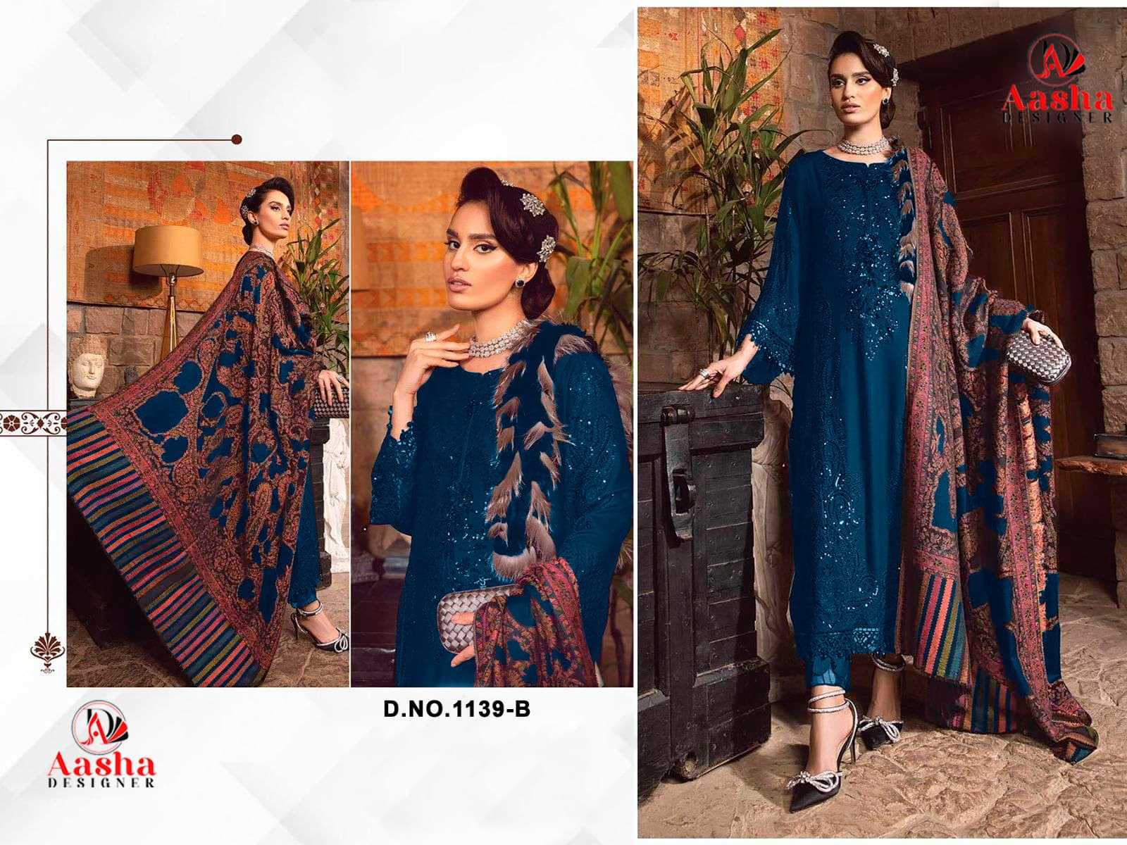 Ynf Heavy Rayon RIN186 AASHA DESIGNER-1139 Suits & Dresses Islamic Clothing Festive Collections Wholesale Embroidery Suits Party wear suits Eid Collections Manufacturer