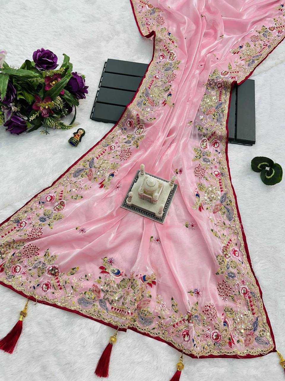 Ynf Jimmy Choo RIN215 474 Sarees Wholesale Sequin Sarees Embroidered Sarees Cutwork Saree Manufacturer