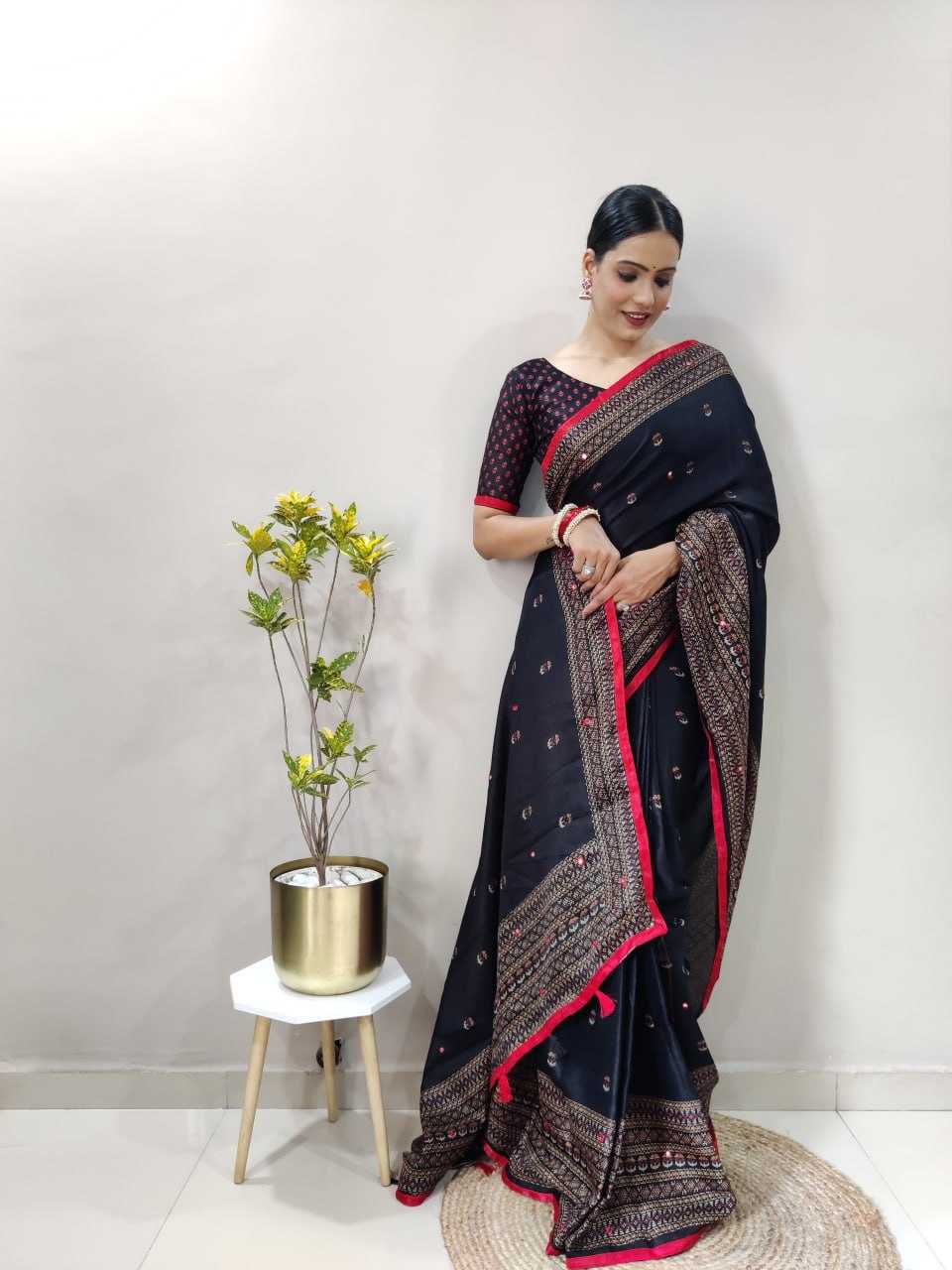 Ynf Jute Cotton RIN214 024 Sarees Wholesale Jute Sarees Plain Sarees Mirror Work Saree Manufacturer