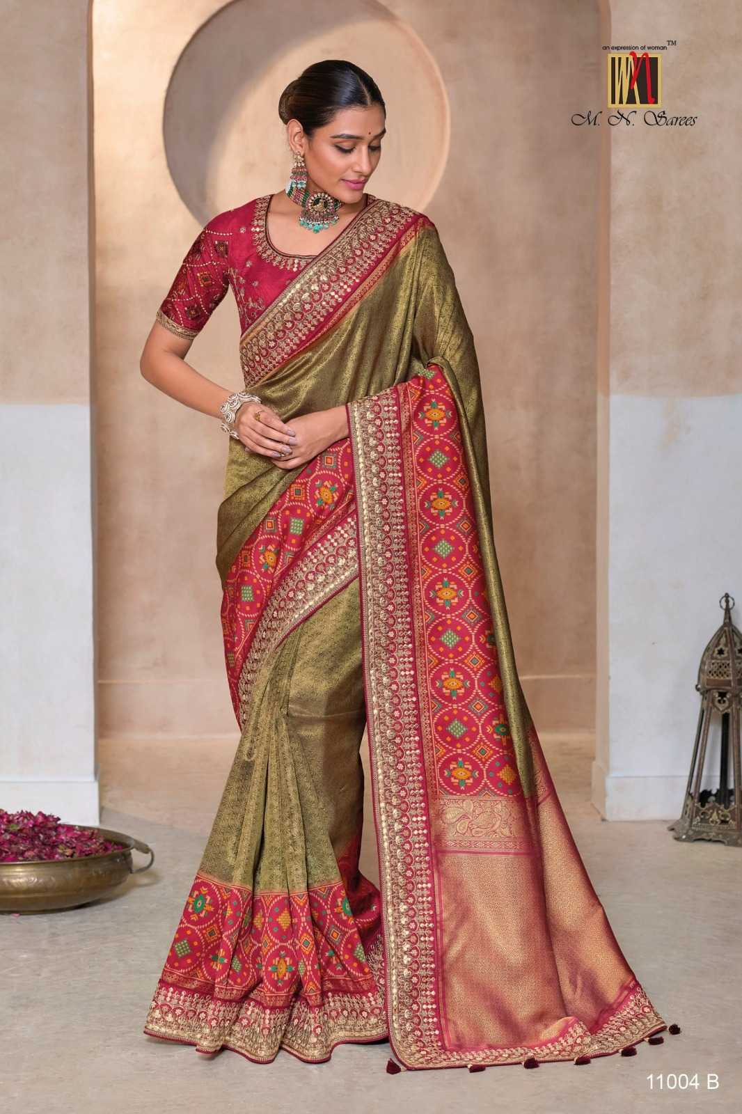 Ynf Kanjivaram Silk KESH416 M.N-11004 Sarees Wedding Collections Festive Collections Wholesale Gota Patti Sarees Embroidered Sarees Heavy Sarees Manufacturer