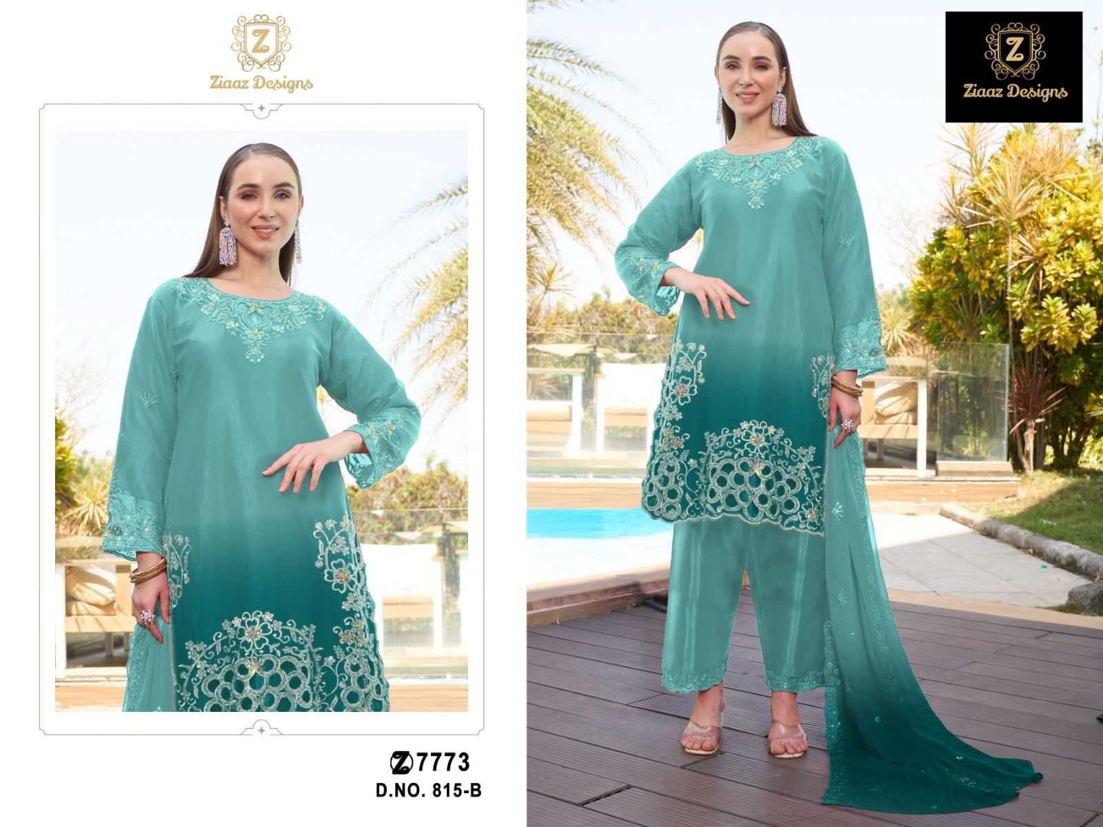 Ynf Organza KESH444 Ziaaz Designs 815 Suits & Dresses Wedding Collections Festive Collections Wholesale Semi Stitched Suits Wedding Outfits Handwork Suits Manufacturer