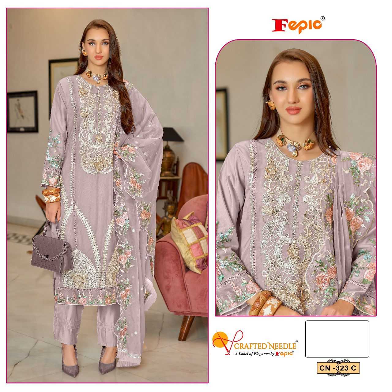 Ynf Organza KESH446 CRAFTED NEEDLE CN-323 Suits & Dresses Islamic Clothing Festive Collections Wholesale Pakistani Suits Kashmiri Suits Embroidered Suits Manufacturer