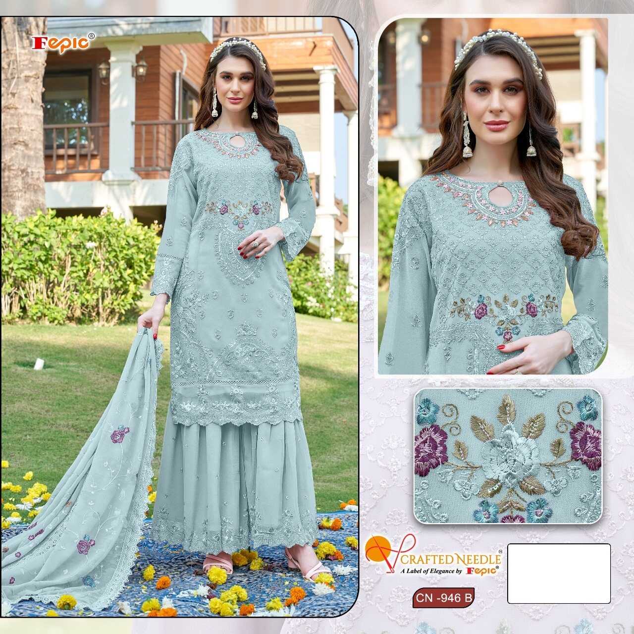 Ynf Organza KESH446 CRAFTED NEEDLE-CN946 Suits & Dresses Islamic Clothing Festive Collections Wholesale Pakistani Suits Embroidered Suits Handwork Suits Manufacturer