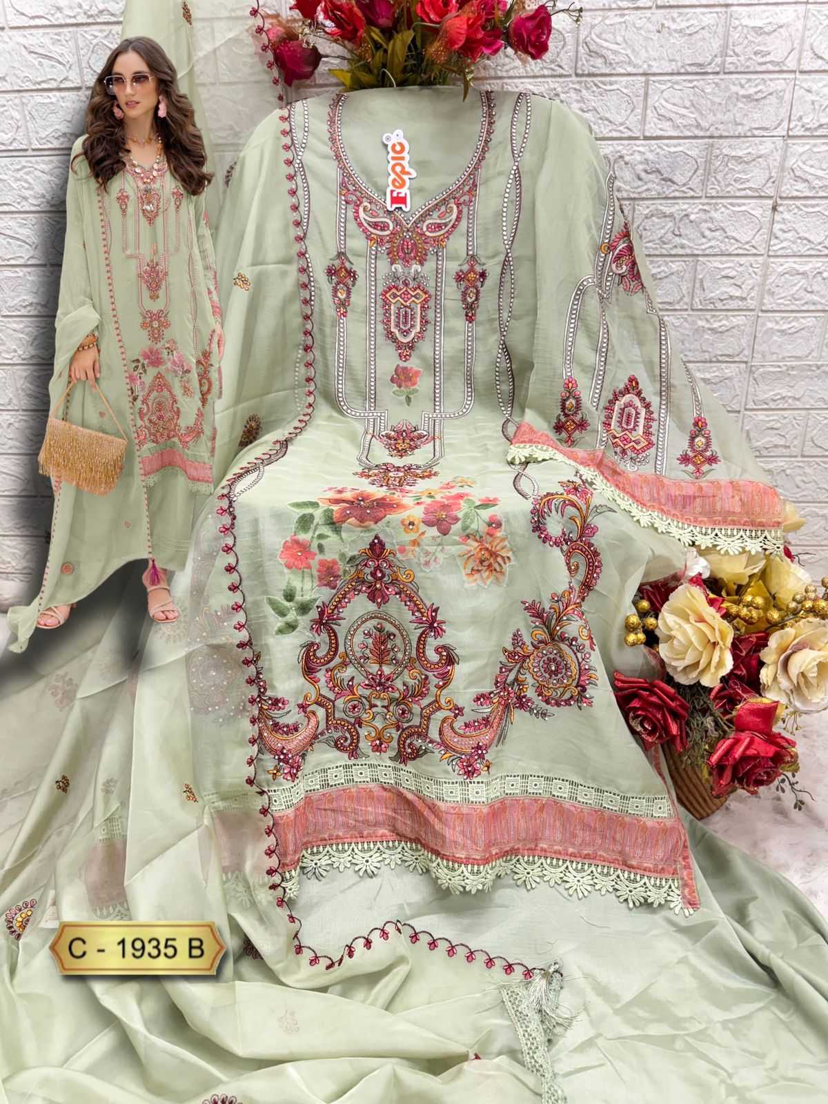 Ynf Organza KESH446 FEPIC ROSEMEEN-1935 Suits & Dresses Islamic Clothing Festive Collections Wholesale Pakistani Suits Kashmiri Suits Embroidered Suits Manufacturer