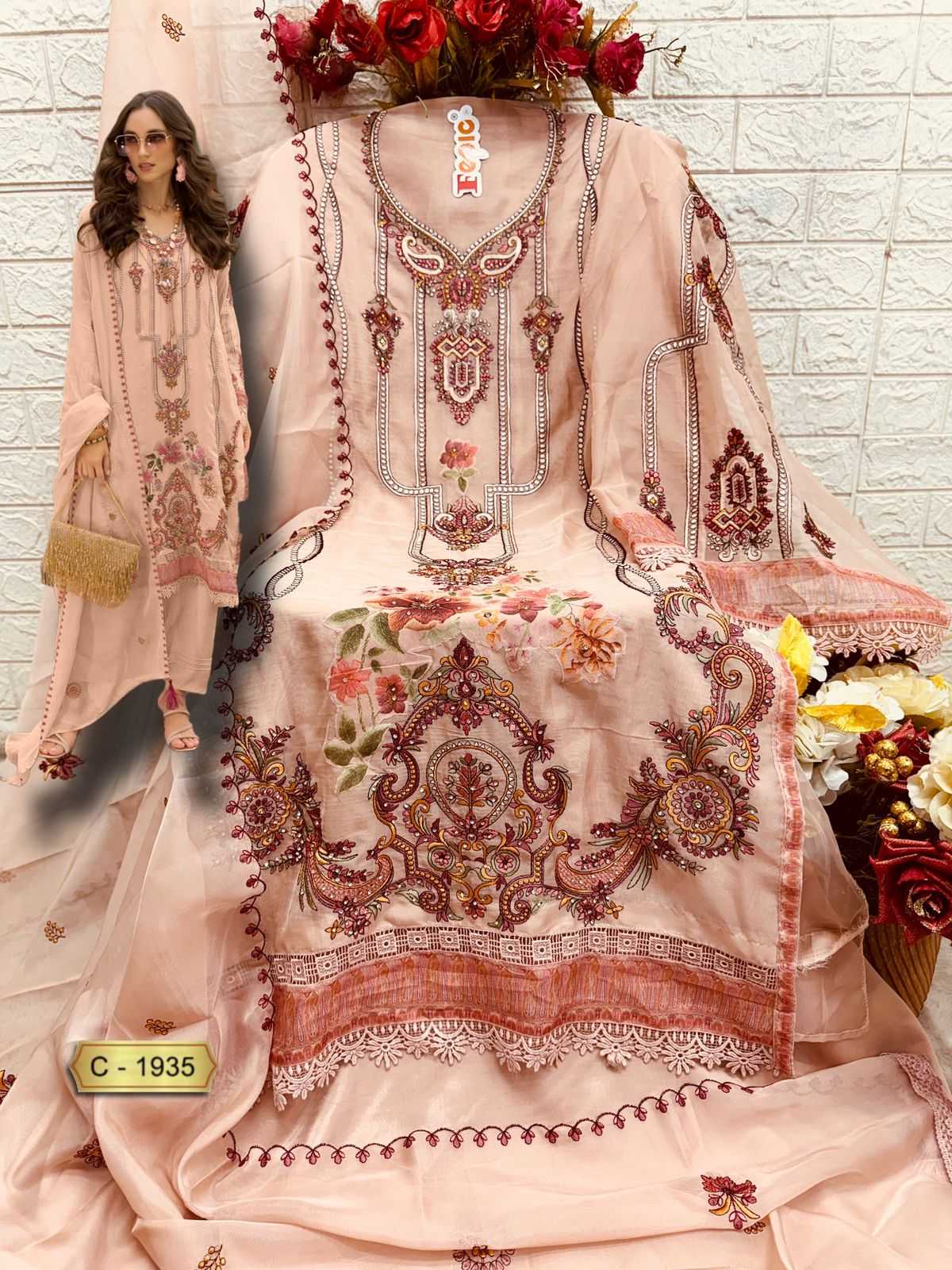 Ynf Organza KESH446 FEPIC ROSEMEEN-1935 Suits & Dresses Islamic Clothing Festive Collections Wholesale Pakistani Suits Kashmiri Suits Embroidered Suits Manufacturer