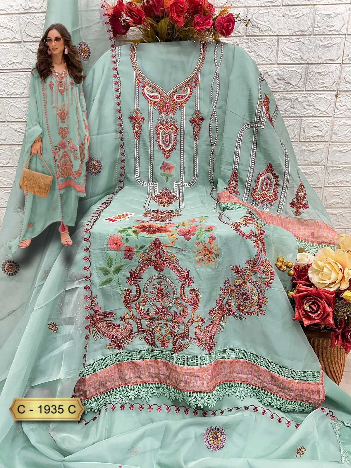 Ynf Organza KESH446 FEPIC ROSEMEEN-1935 Suits & Dresses Islamic Clothing Festive Collections Wholesale Pakistani Suits Kashmiri Suits Embroidered Suits Manufacturer