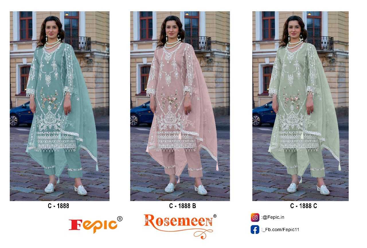 Ynf Organza RIN186 FEPIC-ROSEMEEN Suits & Dresses Islamic Clothing Festive Collections Wholesale Sharara Salwar Suits Party wear suits Embroidered Suits Manufacturer