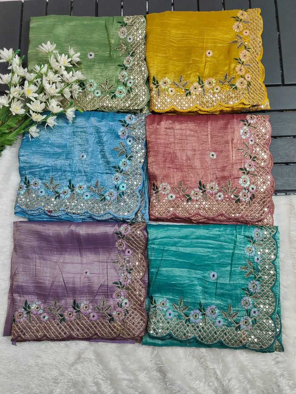 Ynf Premium Silk RIN134 0285 Sarees Wholesale Sequence Sarees Embroidered Sarees Cutwork Saree Manufacturer