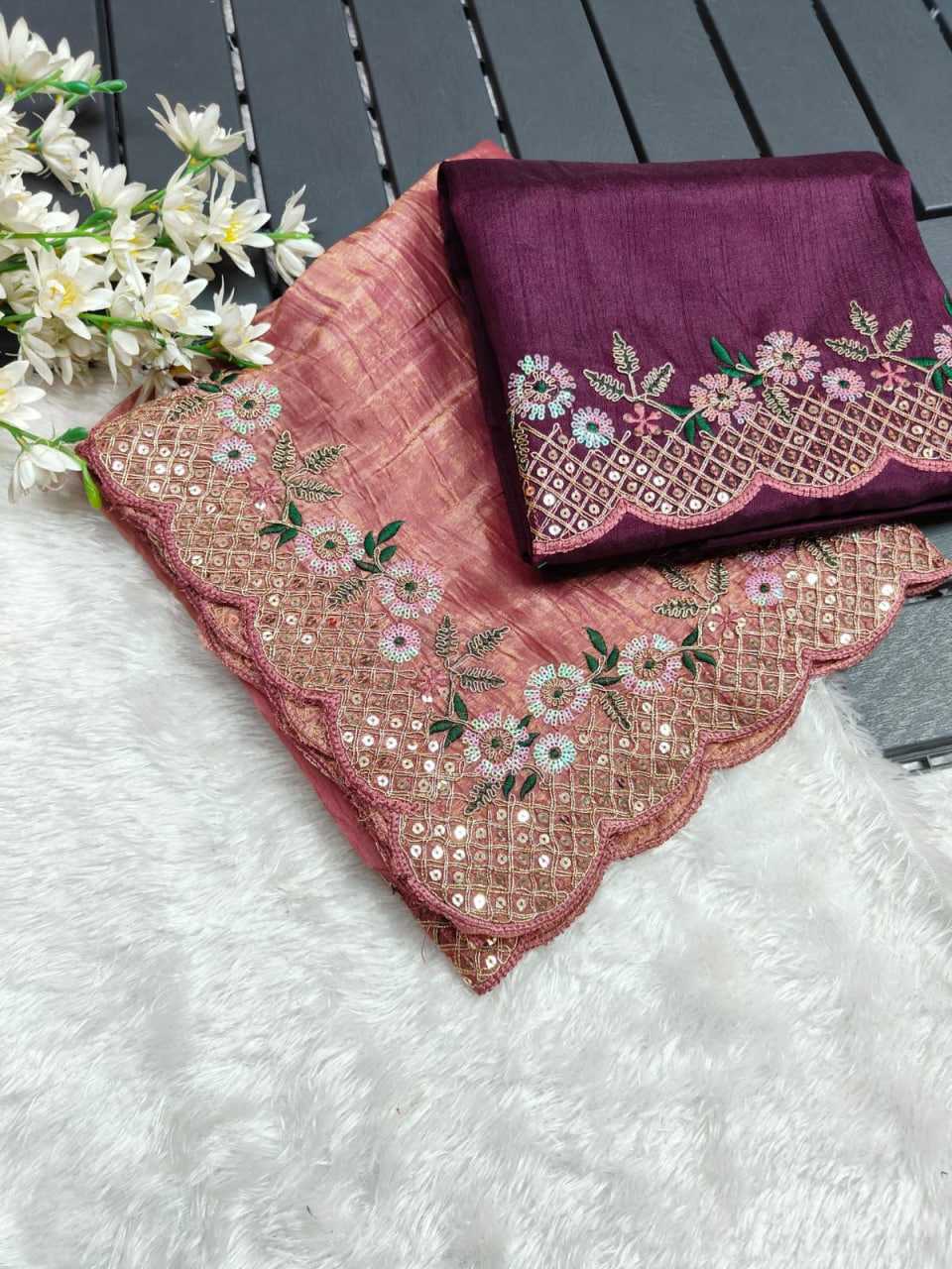 Ynf Premium Silk RIN134 0285 Sarees Wholesale Sequence Sarees Embroidered Sarees Cutwork Saree Manufacturer