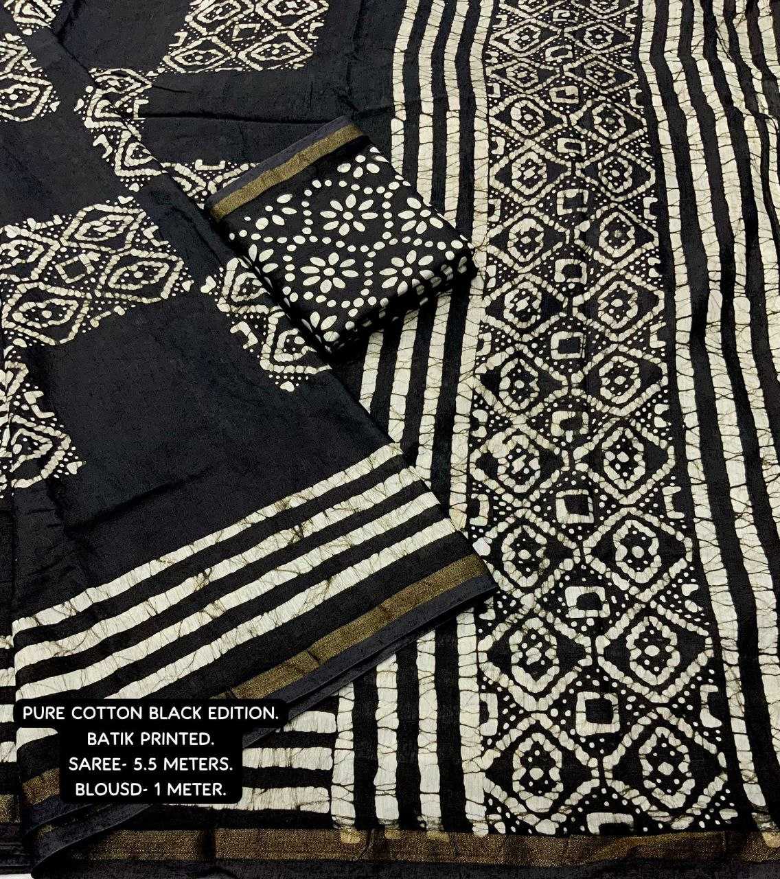 Ynf Pure Cotton KESH433 black batik cotton. Sarees Festive Collections Wholesale Cotton Sarees Holi Collections Manufacturer