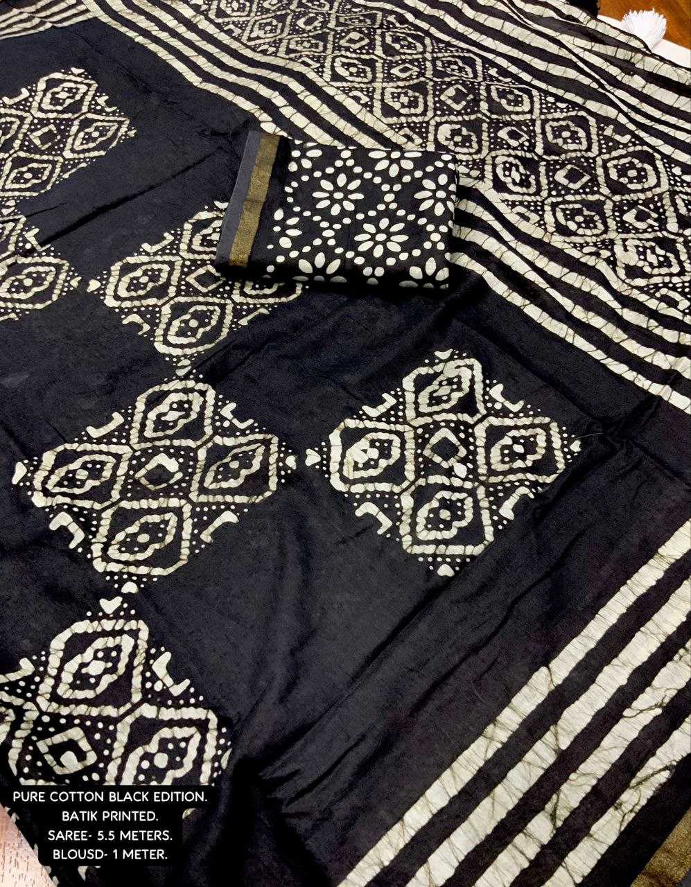 Ynf Pure Cotton KESH433 black batik cotton. Sarees Festive Collections Wholesale Cotton Sarees Holi Collections Manufacturer