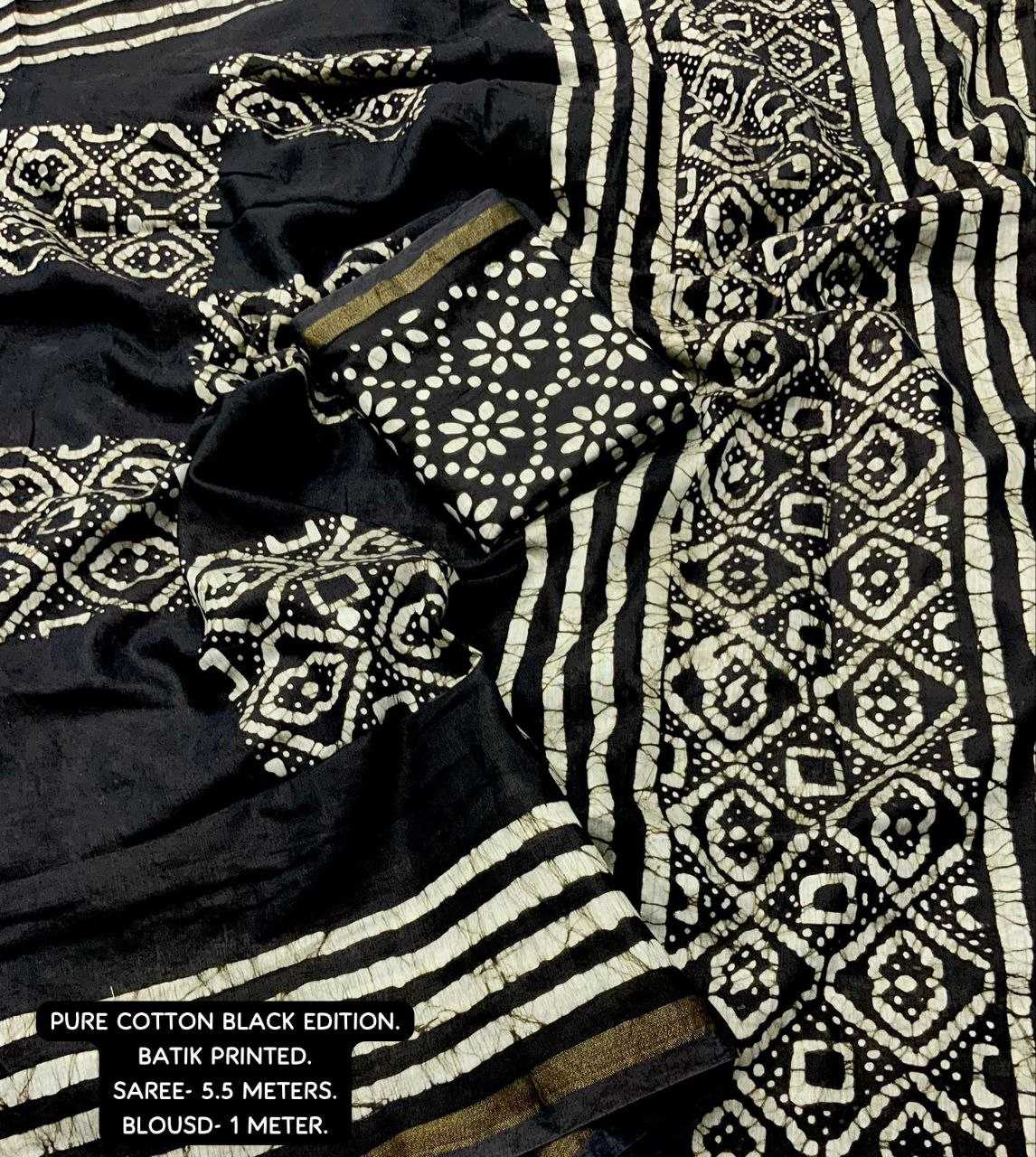 Ynf Pure Cotton KESH433 black batik cotton. Sarees Festive Collections Wholesale Cotton Sarees Holi Collections Manufacturer