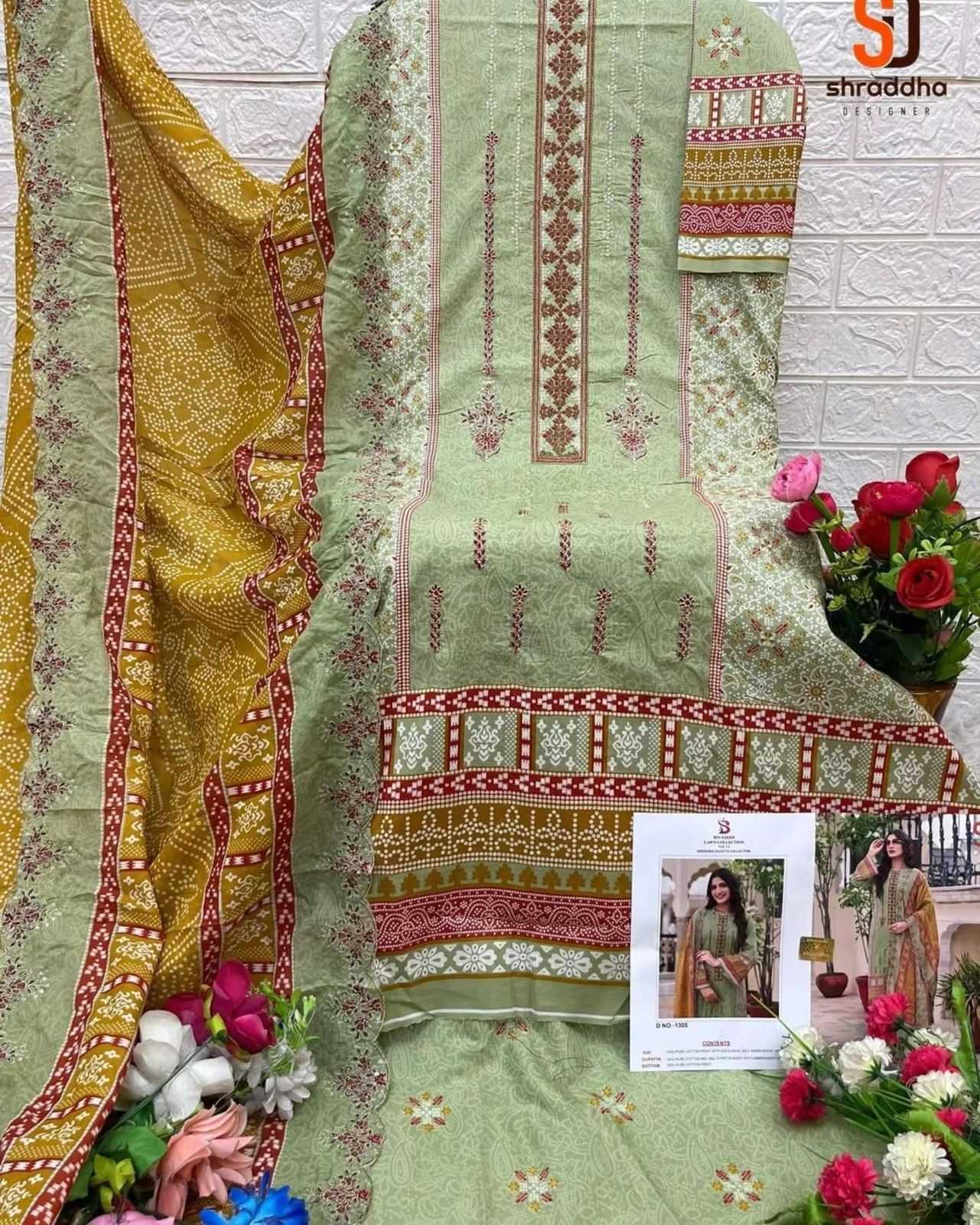 Ynf Pure Cotton KESH444 SHARADDHA DESIGNER-BIN SAEED VOL-13 Suits & Dresses Islamic Clothing Festive Collections Wholesale Pakistani Suits Embroidery Suits Cotton Suits Manufacturer