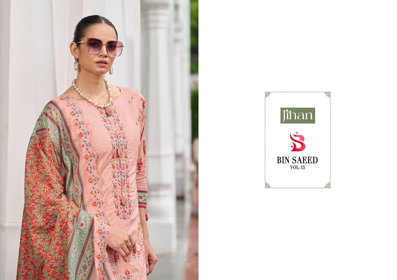 Ynf Pure Cotton RIN186 JIHAN-BIN SAEED LAWN COLLECTION VOL - 15 Suits & Dresses Islamic Clothing Festive Collections Wholesale Embroidery Suits Cotton Suits Eid Collections Manufacturer