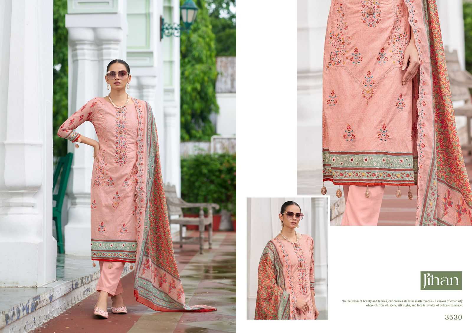 Ynf Pure Cotton RIN186 JIHAN-BIN SAEED LAWN COLLECTION VOL - 15 Suits & Dresses Islamic Clothing Festive Collections Wholesale Embroidery Suits Cotton Suits Eid Collections Manufacturer