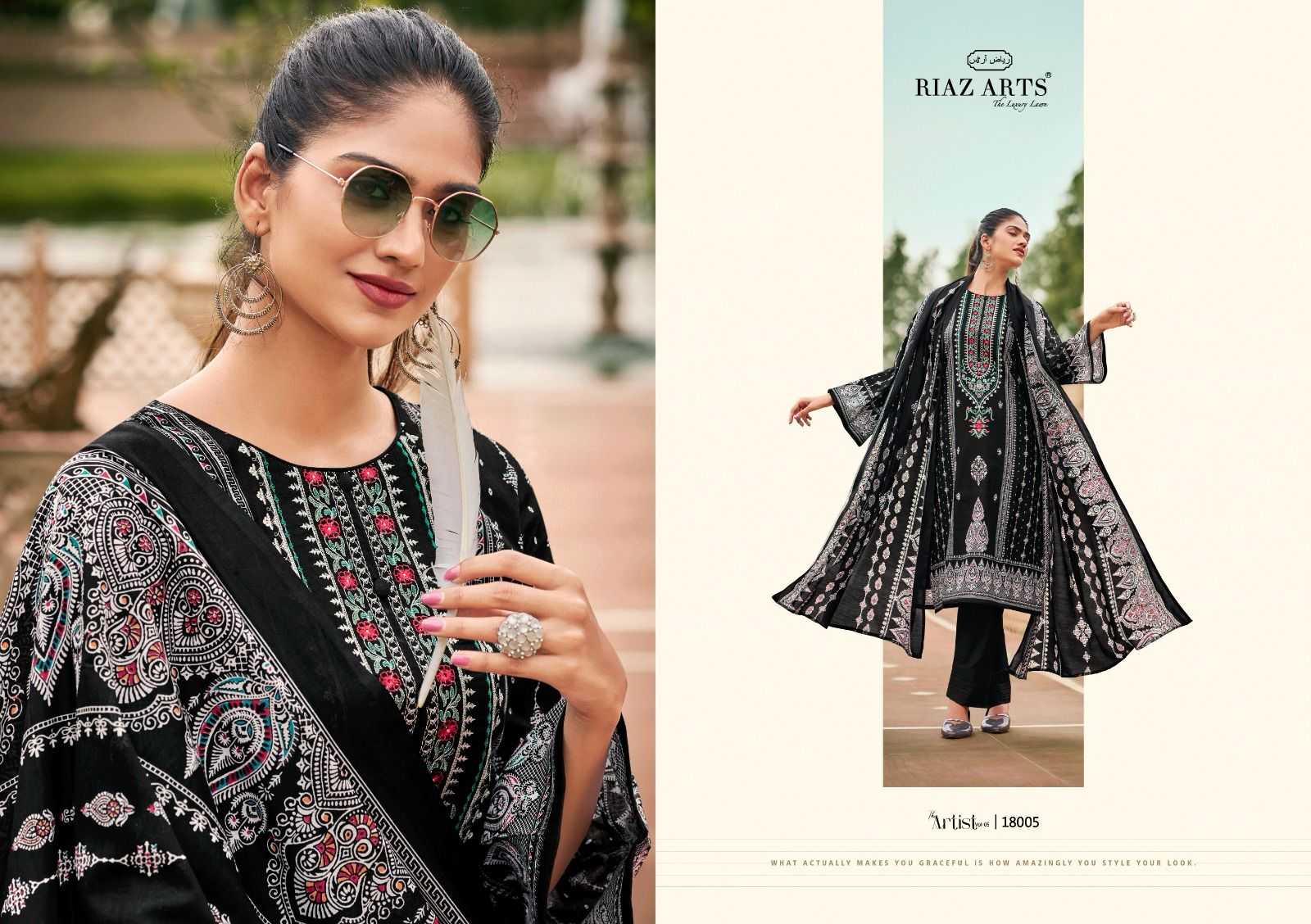 Ynf Pure Cotton RIN186 RIAZ ART-THE ARTIST VOL:5 Suits & Dresses Islamic Clothing Festive Collections Wholesale Pakistani Suits Embroidery Suits Eid Collections Manufacturer