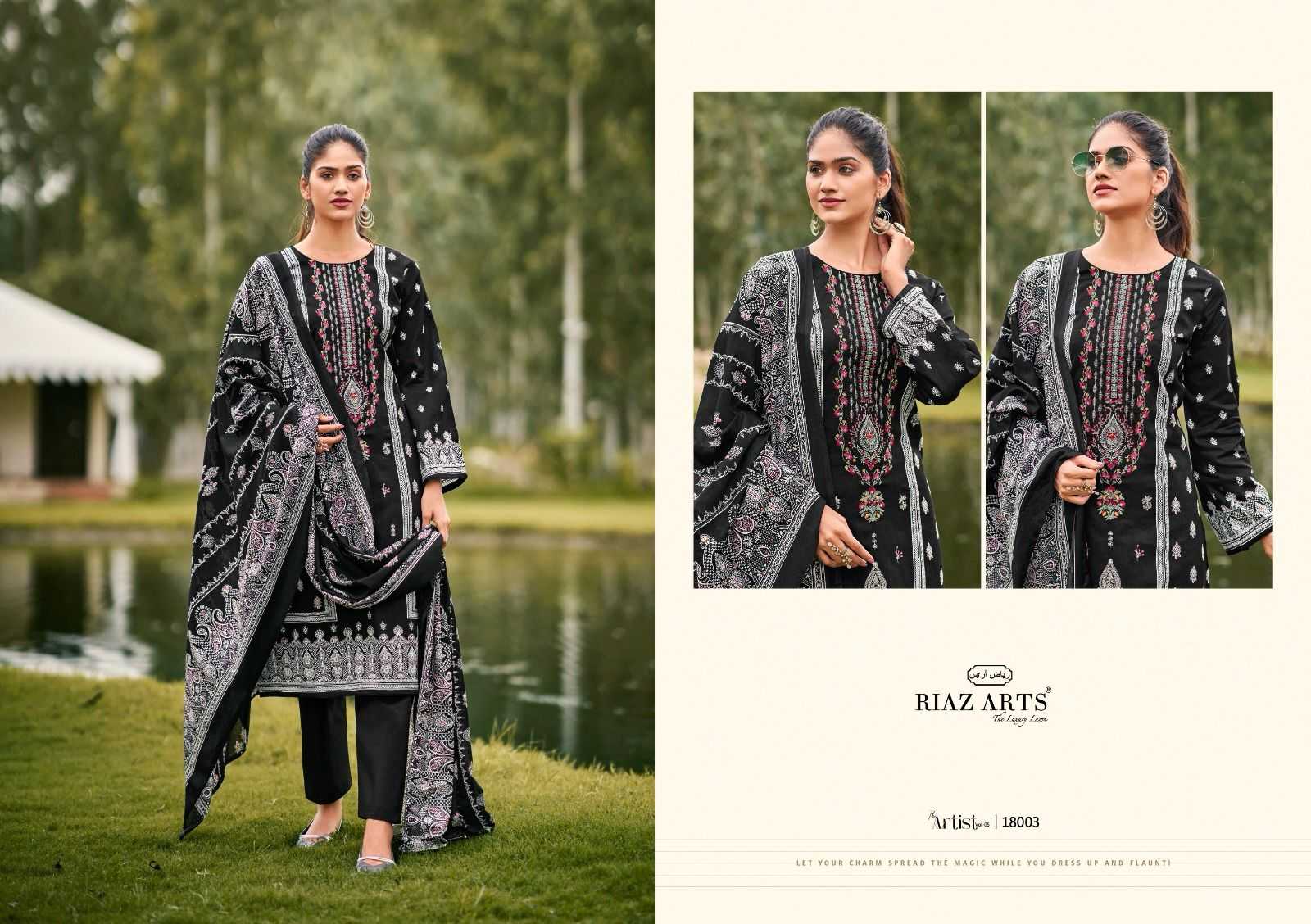 Ynf Pure Cotton RIN186 RIAZ ART-THE ARTIST VOL:5 Suits & Dresses Islamic Clothing Festive Collections Wholesale Pakistani Suits Embroidery Suits Eid Collections Manufacturer