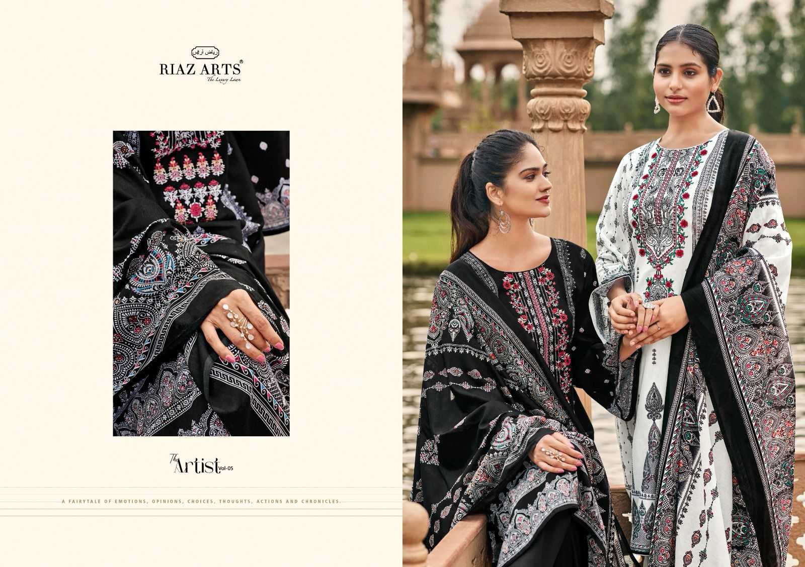 Ynf Pure Cotton RIN186 RIAZ ART-THE ARTIST VOL:5 Suits & Dresses Islamic Clothing Festive Collections Wholesale Pakistani Suits Embroidery Suits Eid Collections Manufacturer