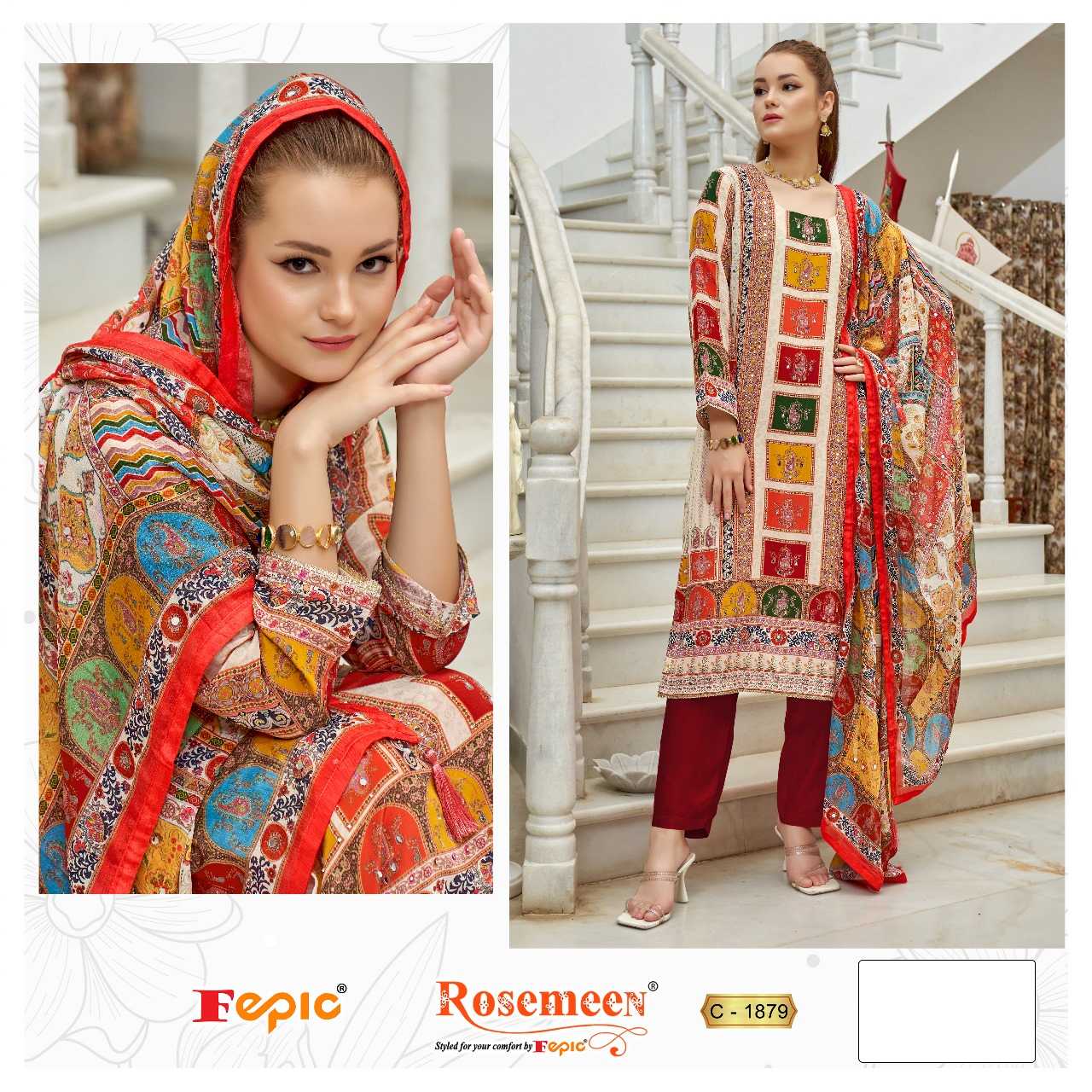 Ynf Pure Crepe KESH446 FEPIC ROSEMEEN-CRAPE DIZITAL Suits & Dresses Islamic Clothing Festive Collections Wholesale Pakistani Suits Printed Suits Embroidered Suits Manufacturer