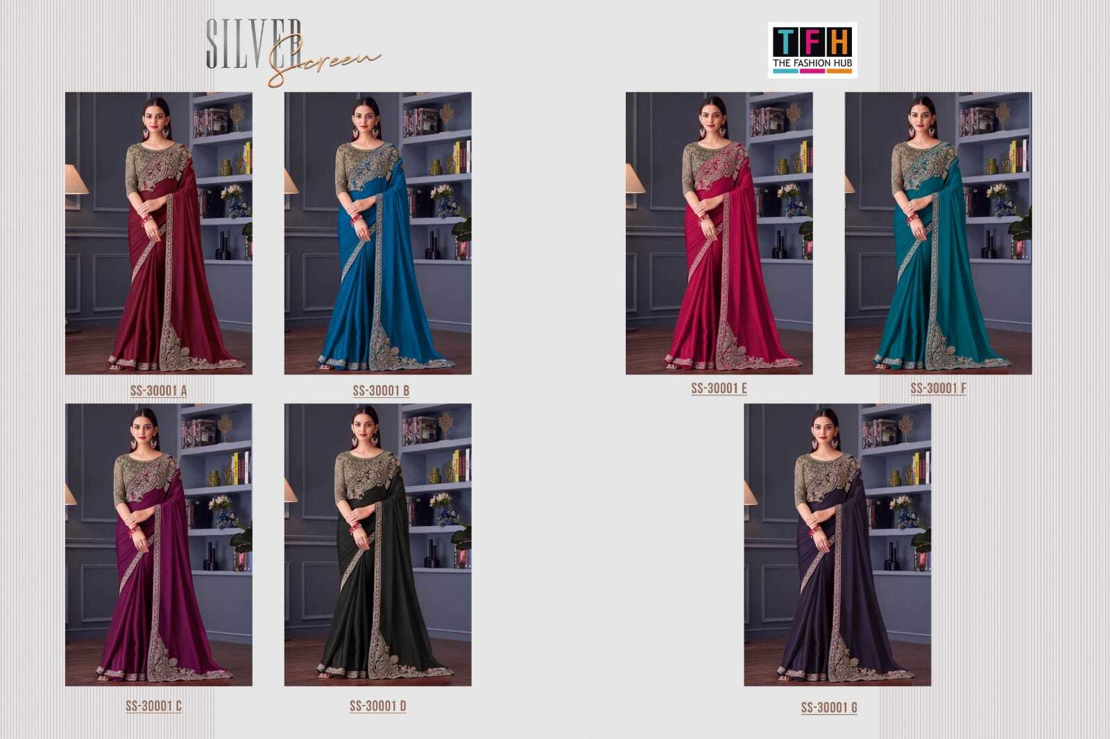 Ynf Satin Silk RIN184 Tfh-Silver Screen 20 Sarees Diwali Collections Festive Collections Wholesale Party Wear Sarees Fancy Sarees Satin Sarees Manufacturer