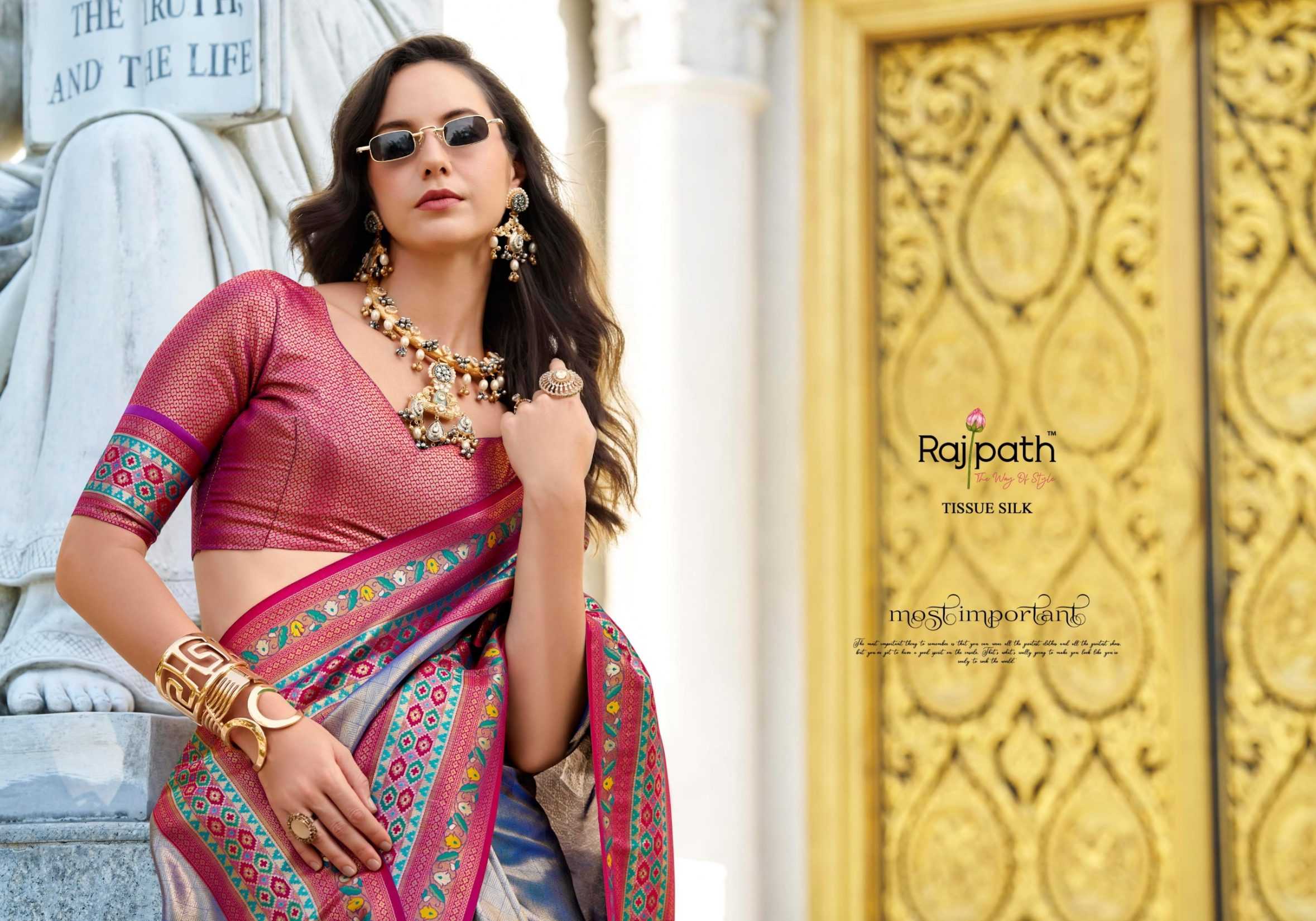 Ynf Tissue Silk KESH113 Rajpath-Rajkumari Sarees Silk Sarees Festive Collections Wholesale Designer Sarees Tissue Silk Saree Traditional Sarees Manufacturer