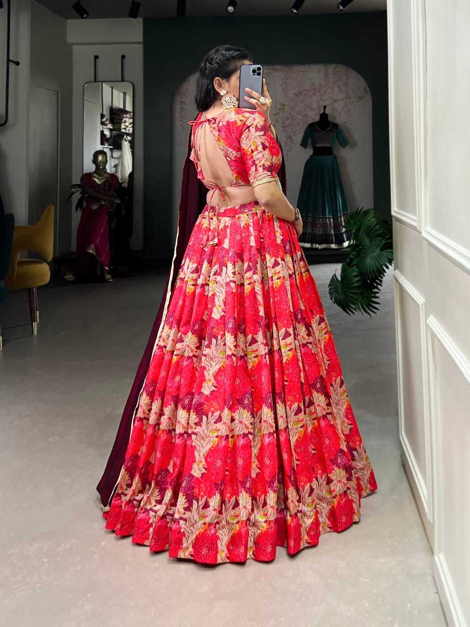 Ynf Tussar Silk KESH416 LNB-LNB1032RED Lehengas Wedding Collections Festive Collections Wholesale Designer Lehenga Silk Lehenga Printed Lehenga Manufacturer