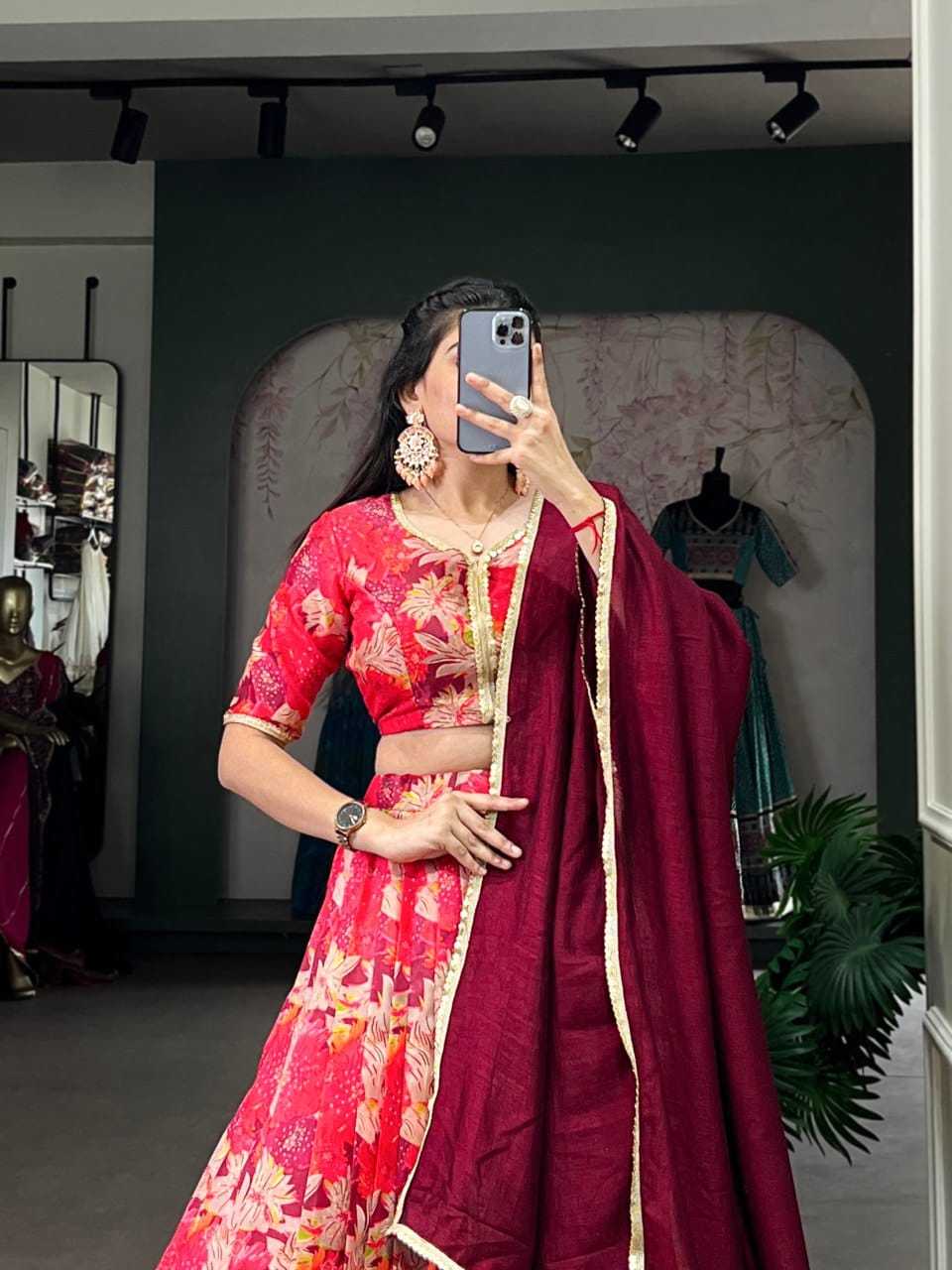 Ynf Tussar Silk KESH416 LNB-LNB1032RED Lehengas Wedding Collections Festive Collections Wholesale Designer Lehenga Silk Lehenga Printed Lehenga Manufacturer