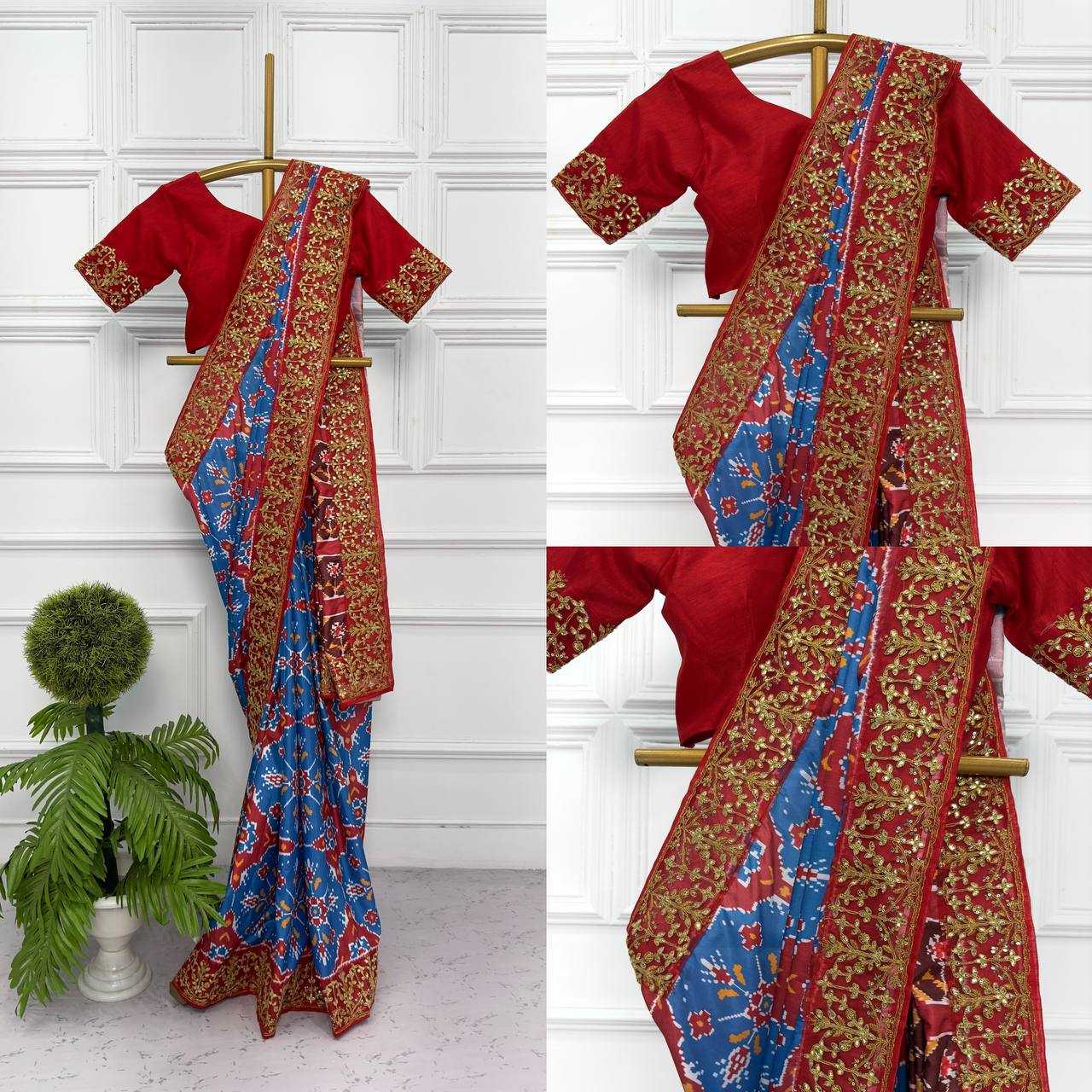 Ynf Vichitra Silk RIN215 444 Sarees Wholesale Ready To Wear Sarees Printed Sarees Gota Patti Sarees Manufacturer