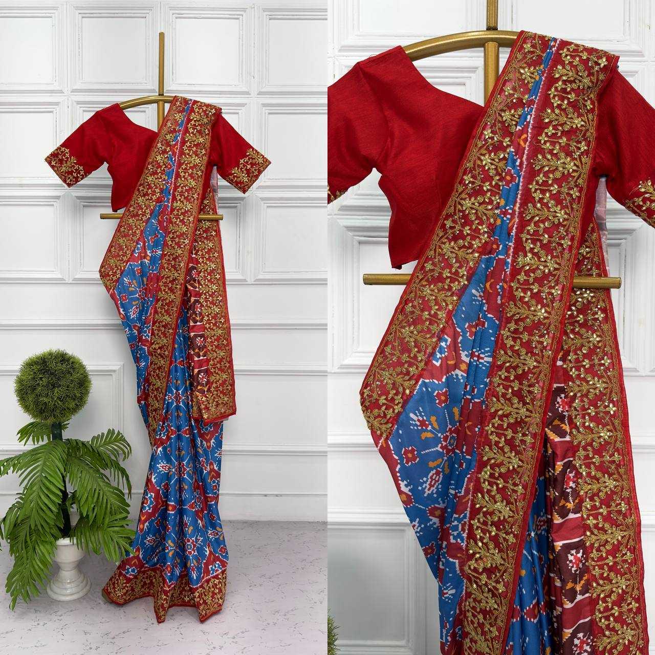 Ynf Vichitra Silk RIN215 444 Sarees Wholesale Ready To Wear Sarees Printed Sarees Gota Patti Sarees Manufacturer