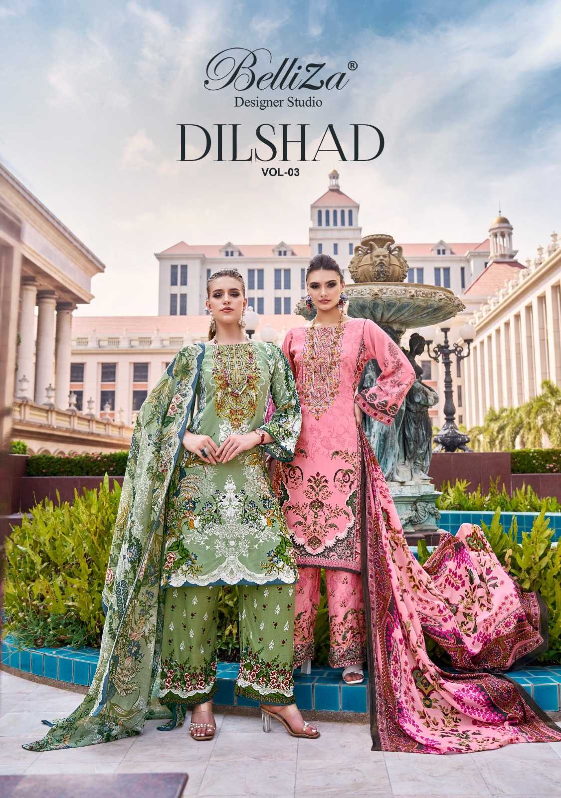 Ynf Viscose Rayon RIN186 BELLIZA-DILSHAD VOL 3 Suits & Dresses Islamic Clothing Festive Collections Wholesale Embroidery Suits Party wear suits Eid Collections Manufacturer