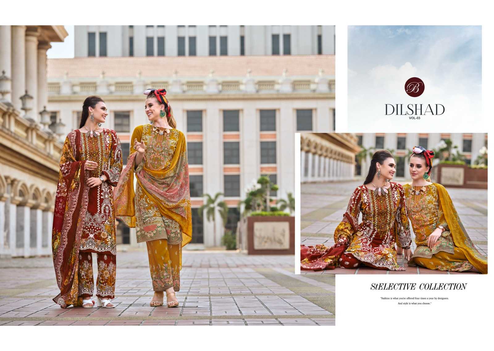 Ynf Viscose Rayon RIN186 BELLIZA-DILSHAD VOL 3 Suits & Dresses Islamic Clothing Festive Collections Wholesale Embroidery Suits Party wear suits Eid Collections Manufacturer