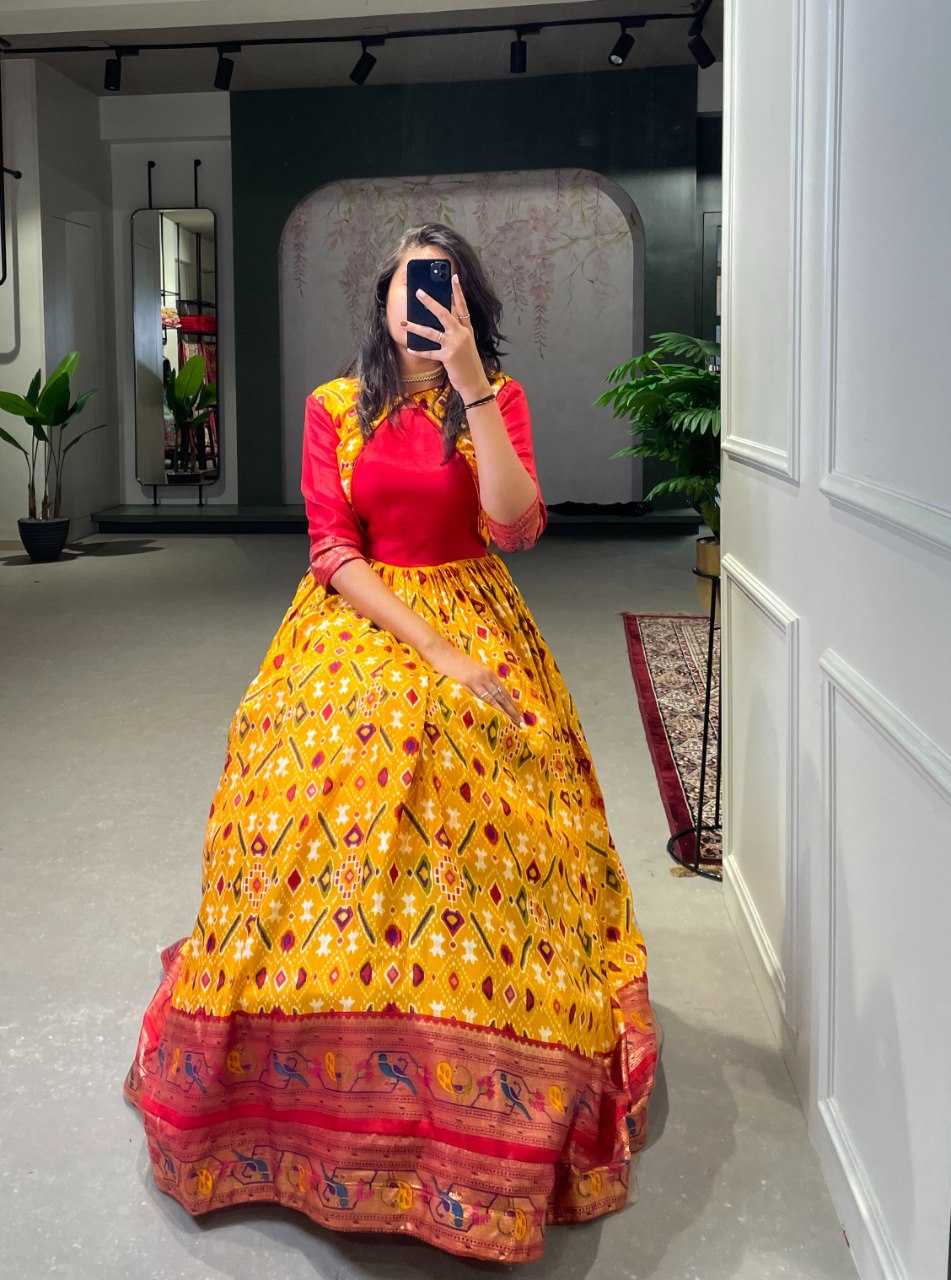 Ynf Dola Silk RIN197 5028 Gowns Wholesale Printed Gowns Fancy Gowns Long Gowns Work Gowns Manufacturer